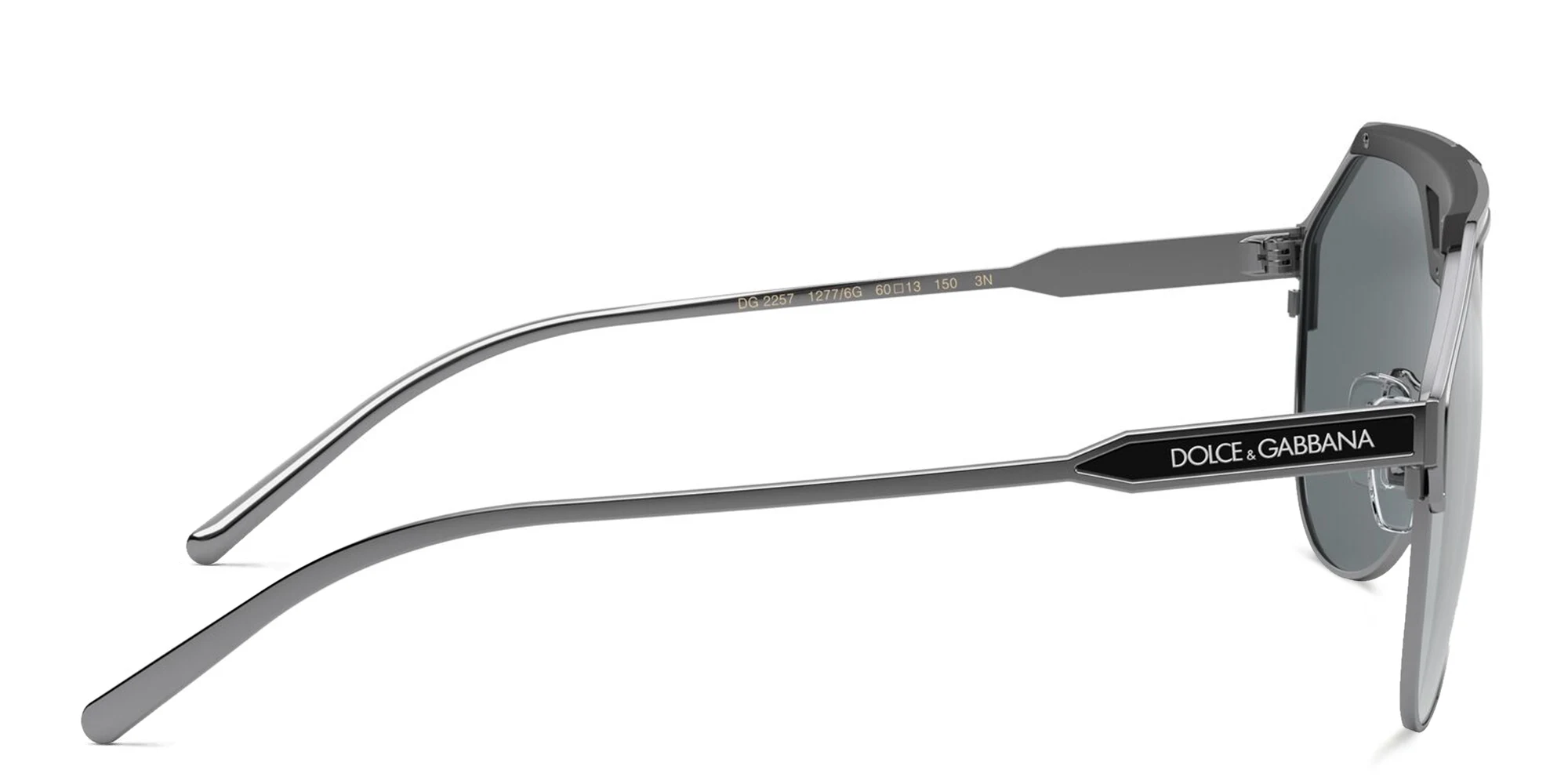 Shop Dolce & Gabbana Wide Aviator Sunglasses in Gunmetal online.