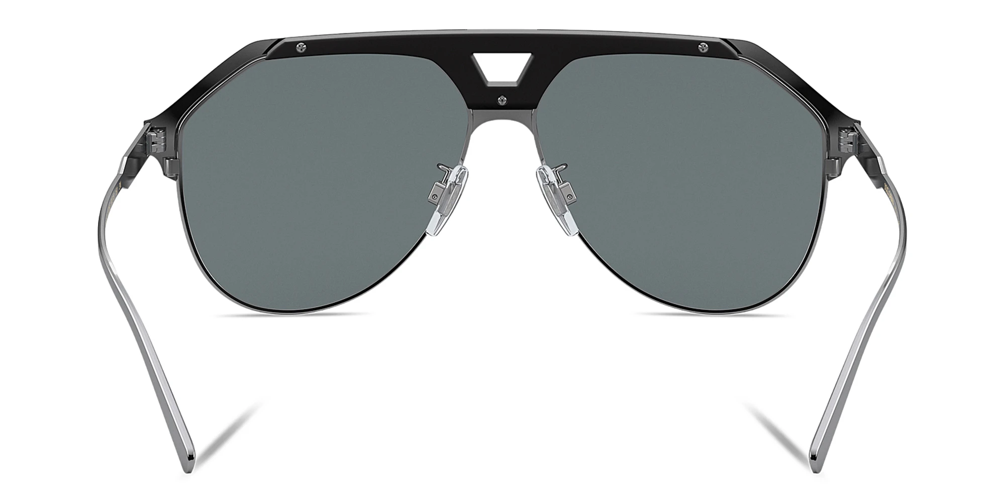 Shop Dolce & Gabbana Wide Aviator Sunglasses in Gunmetal online.
