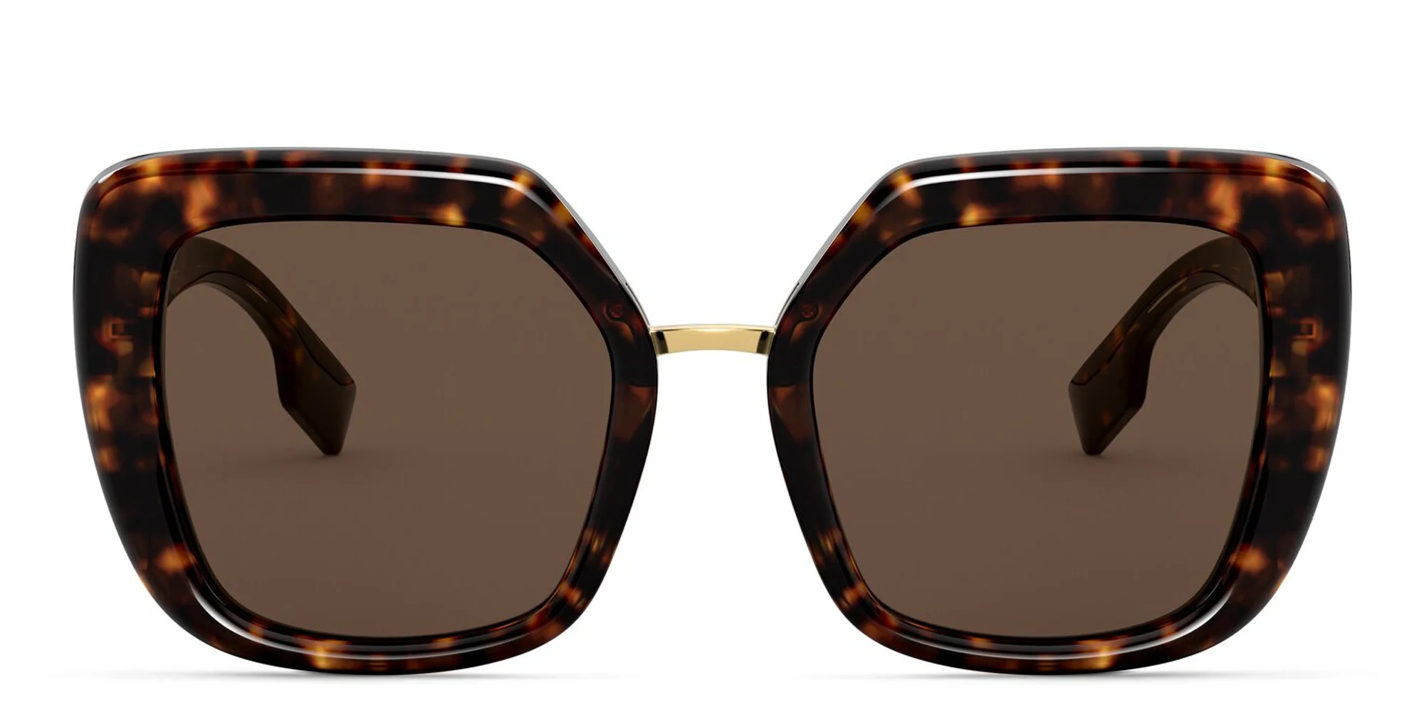 Shop BURBERRY Square Sunglasses in Dark Havana online.