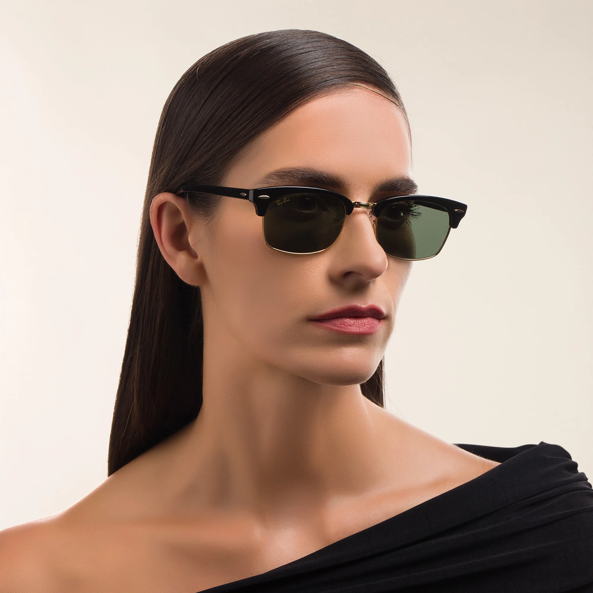 Shop Ray-Ban Rectangle Sunglasses in Black online.