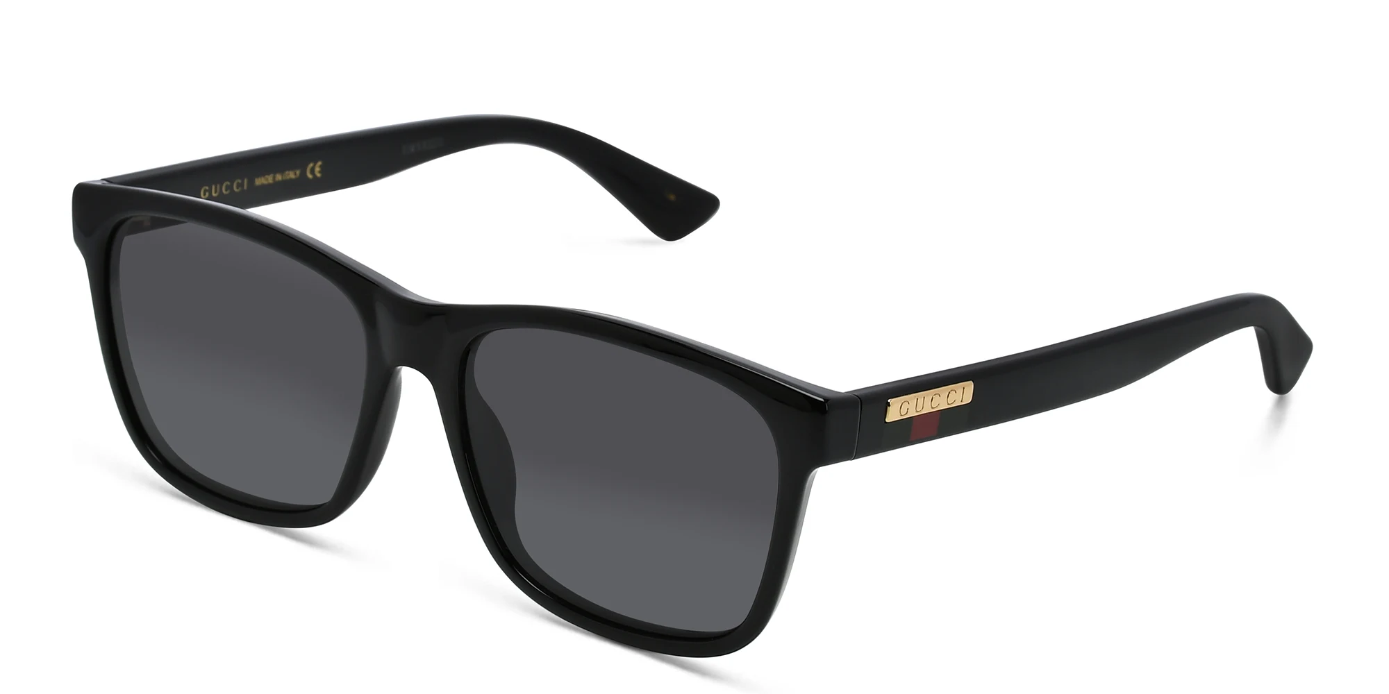 Shop GUCCI Rectangle Sunglasses in Black online.