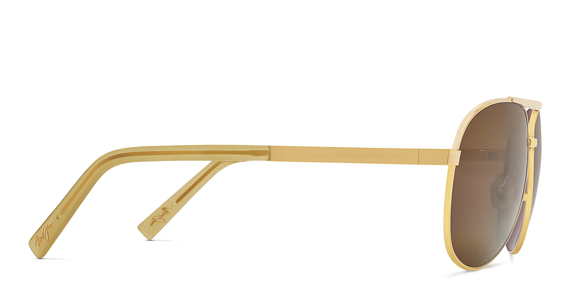 Shop Maui Jim Seacliff Unisex Wide Aviator Sunglasses in Gold online.