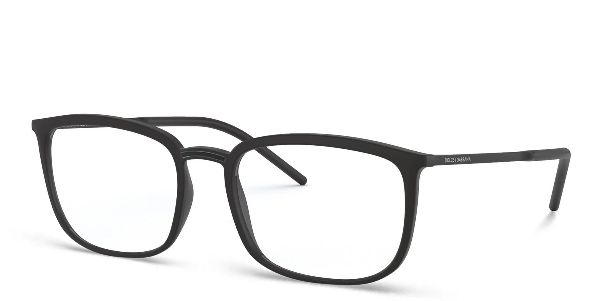 Shop Dolce & Gabbana Wide Rectangle Eyeglasses in Black online.