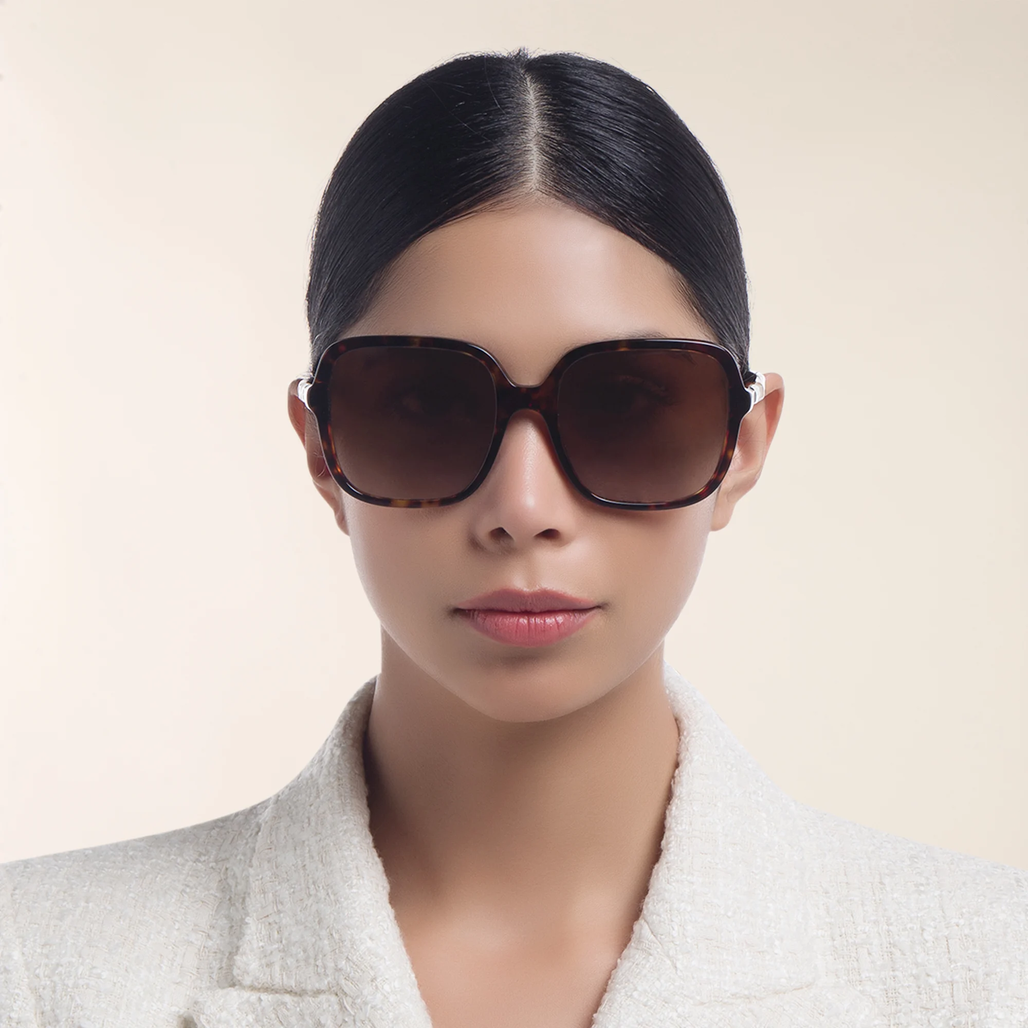 Shop BVLGARI Square Sunglasses in Havana online.