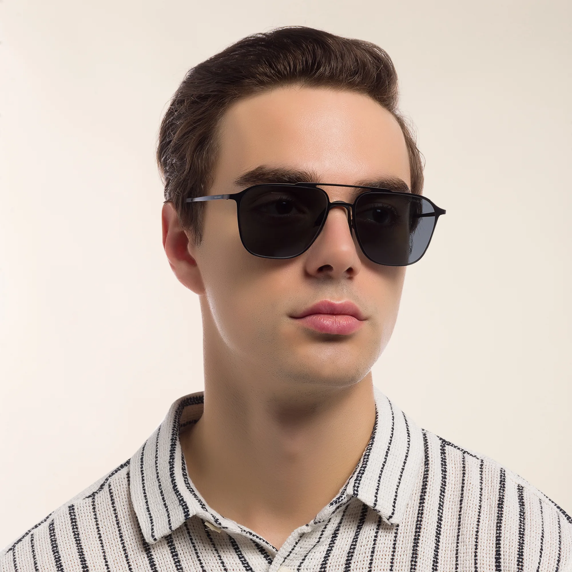 Shop GIORGIO ARMANI Square Sunglasses in Matte Black online.