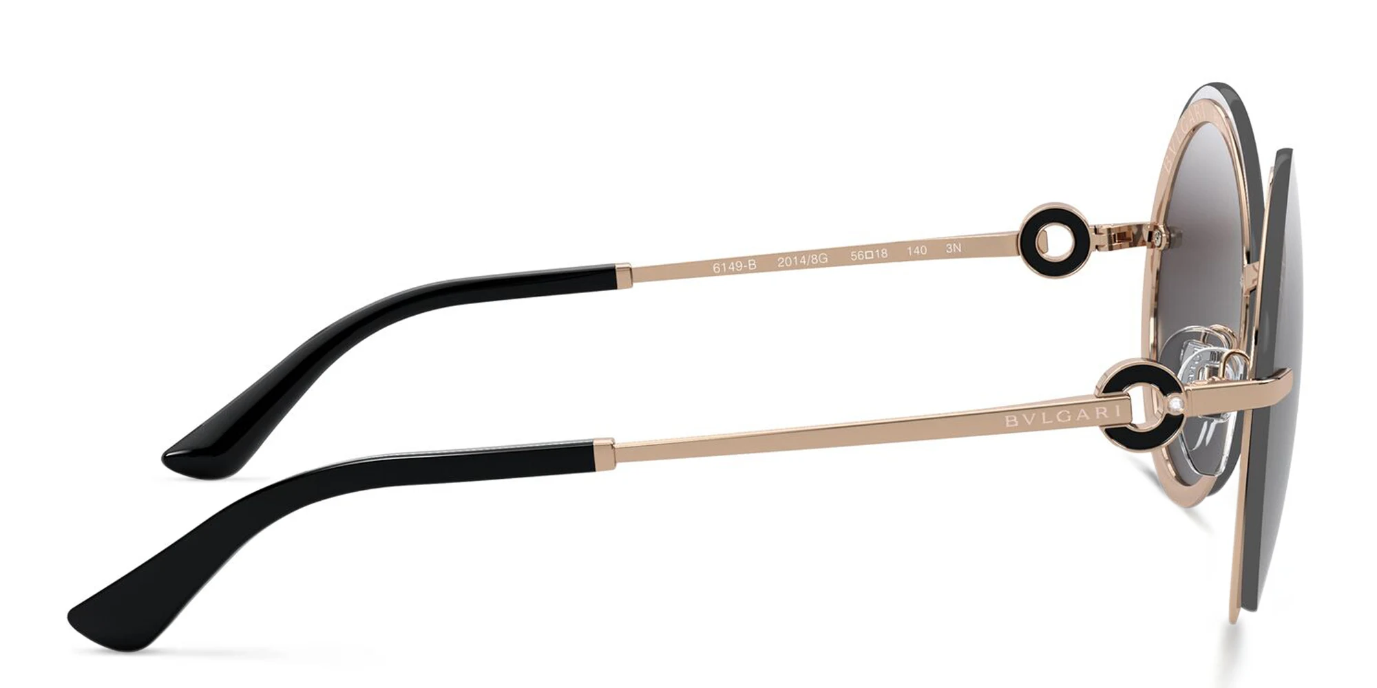 Shop BVLGARI Rimless Round Sunglasses in Pink Gold online.