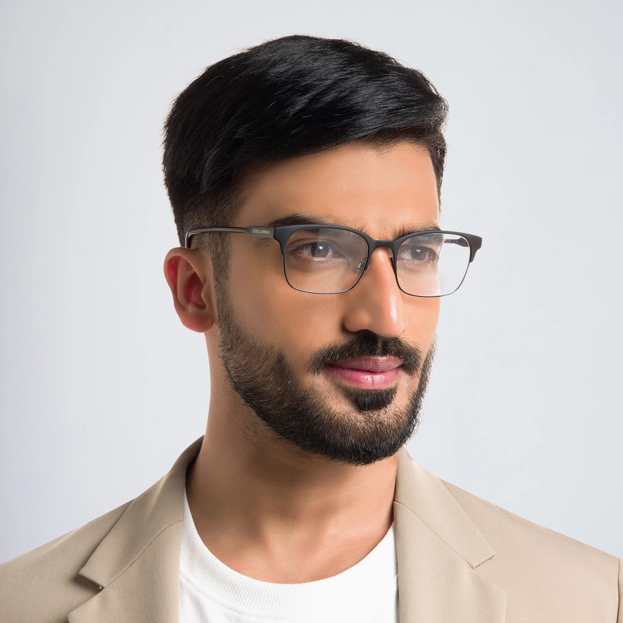 Shop Dolce & Gabbana Rectangle Eyeglasses in Black online.