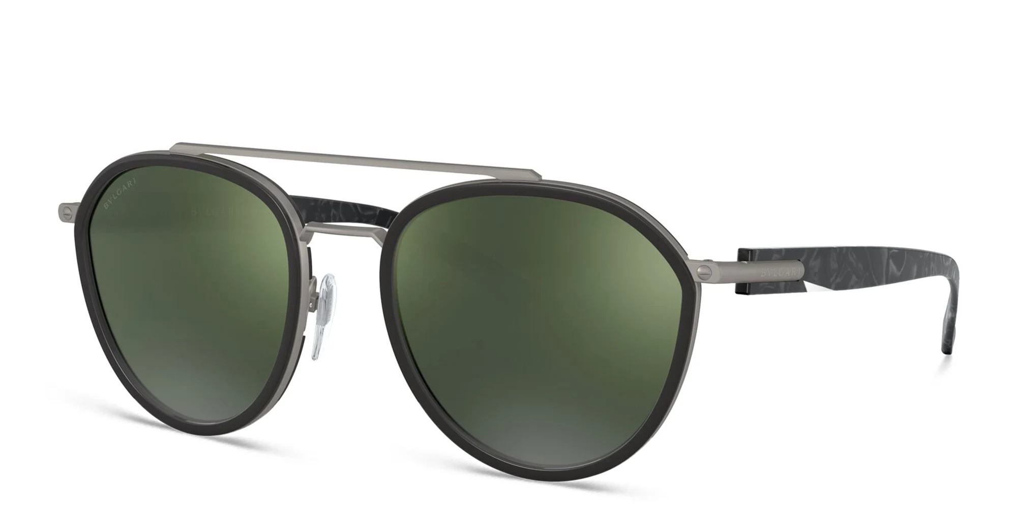 Shop BVLGARI Round Sunglasses in Grey online.