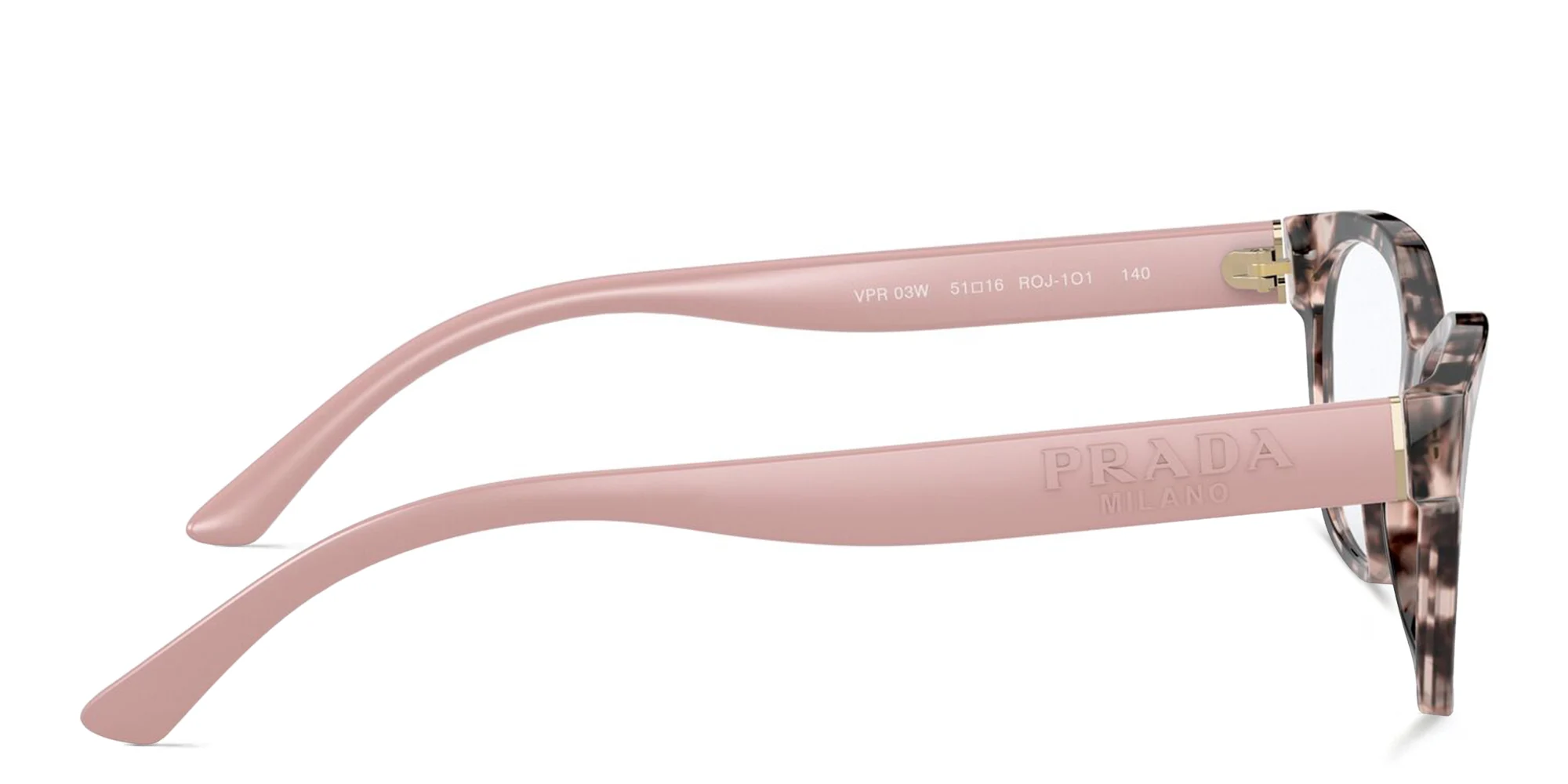 Shop PRADA Rectangle Eyeglasses in Havana Pink online.
