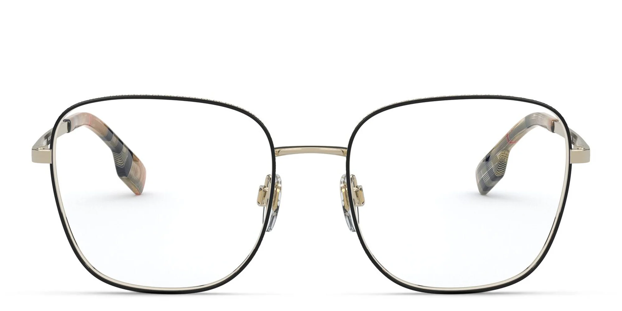 Shop BURBERRY Wide Square Eyeglasses in Black online.