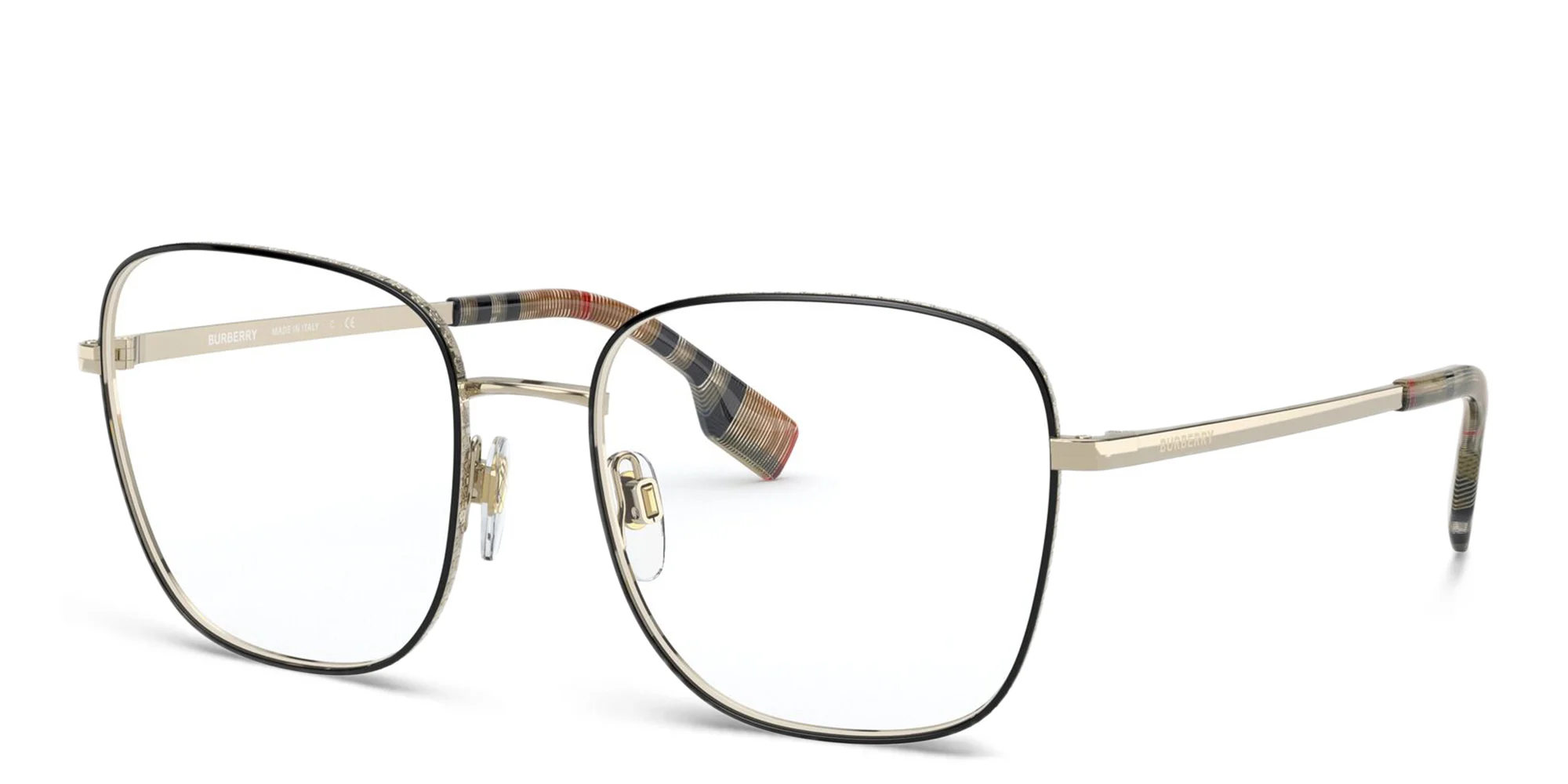 Shop BURBERRY Wide Square Eyeglasses in Black online.