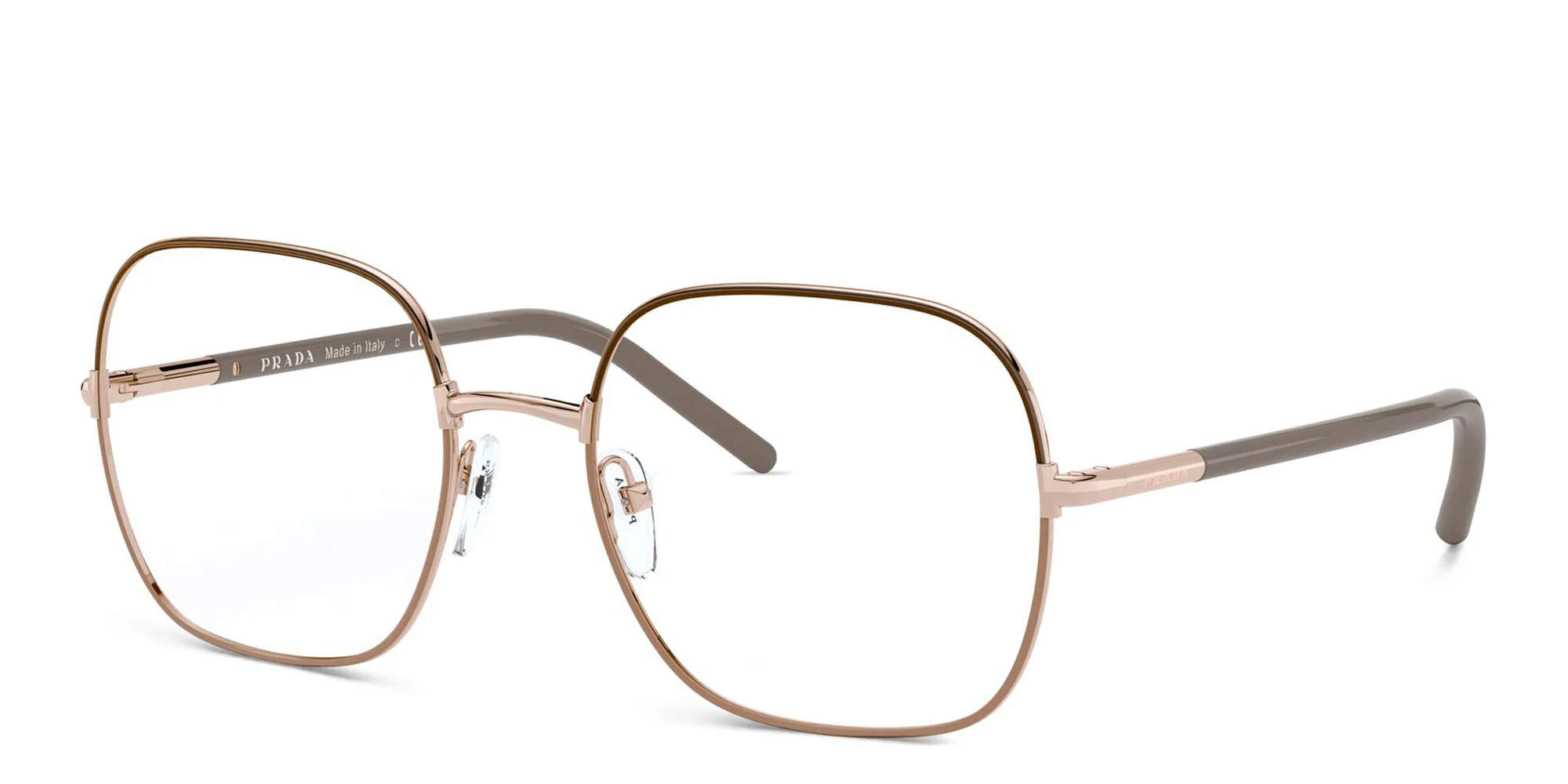 تسوق نظارة طبية مربعة برادا بلون Brown/Beige أونلاين.