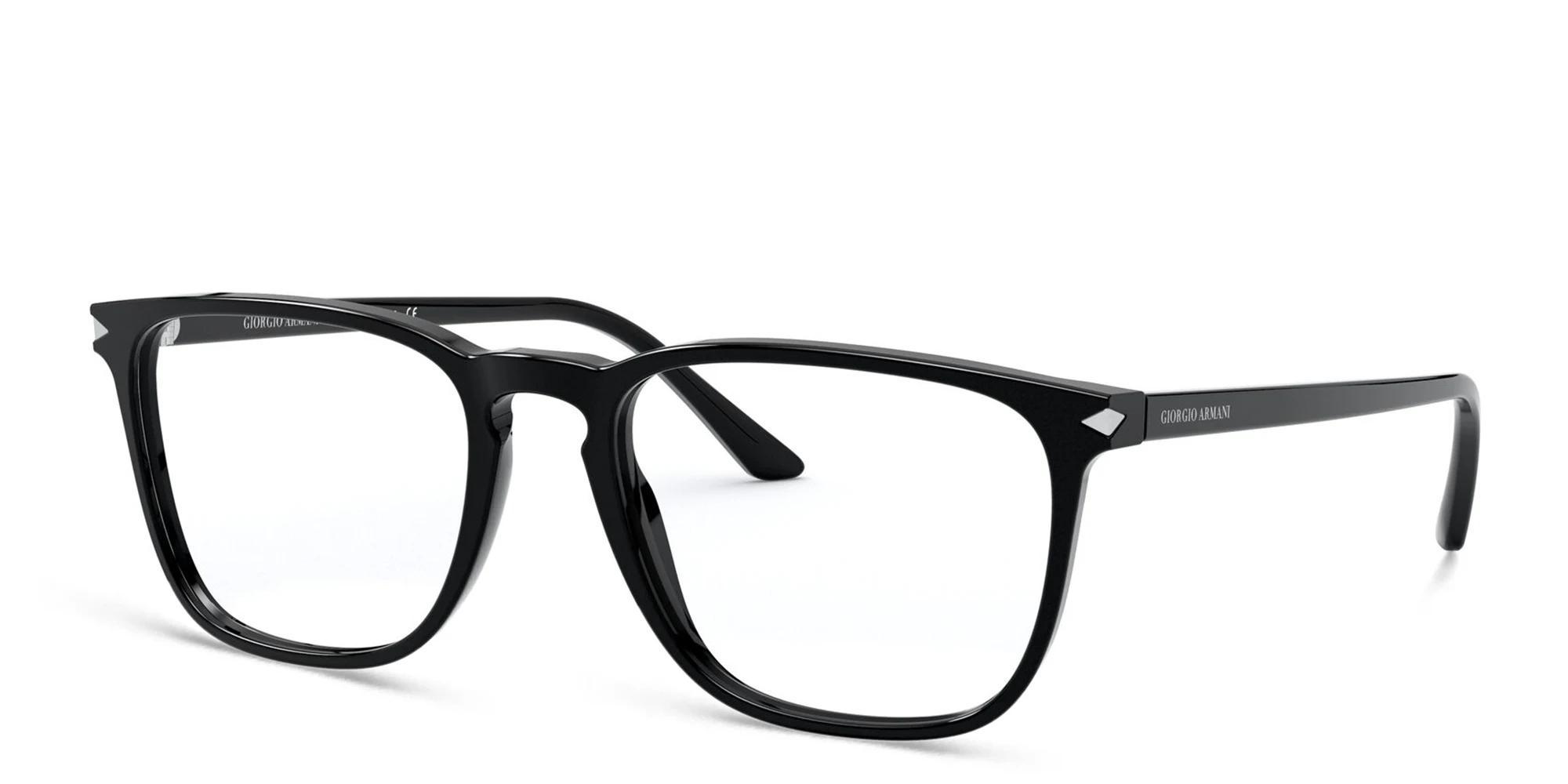 Shop GIORGIO ARMANI Wide Square Eyeglasses in Black online.