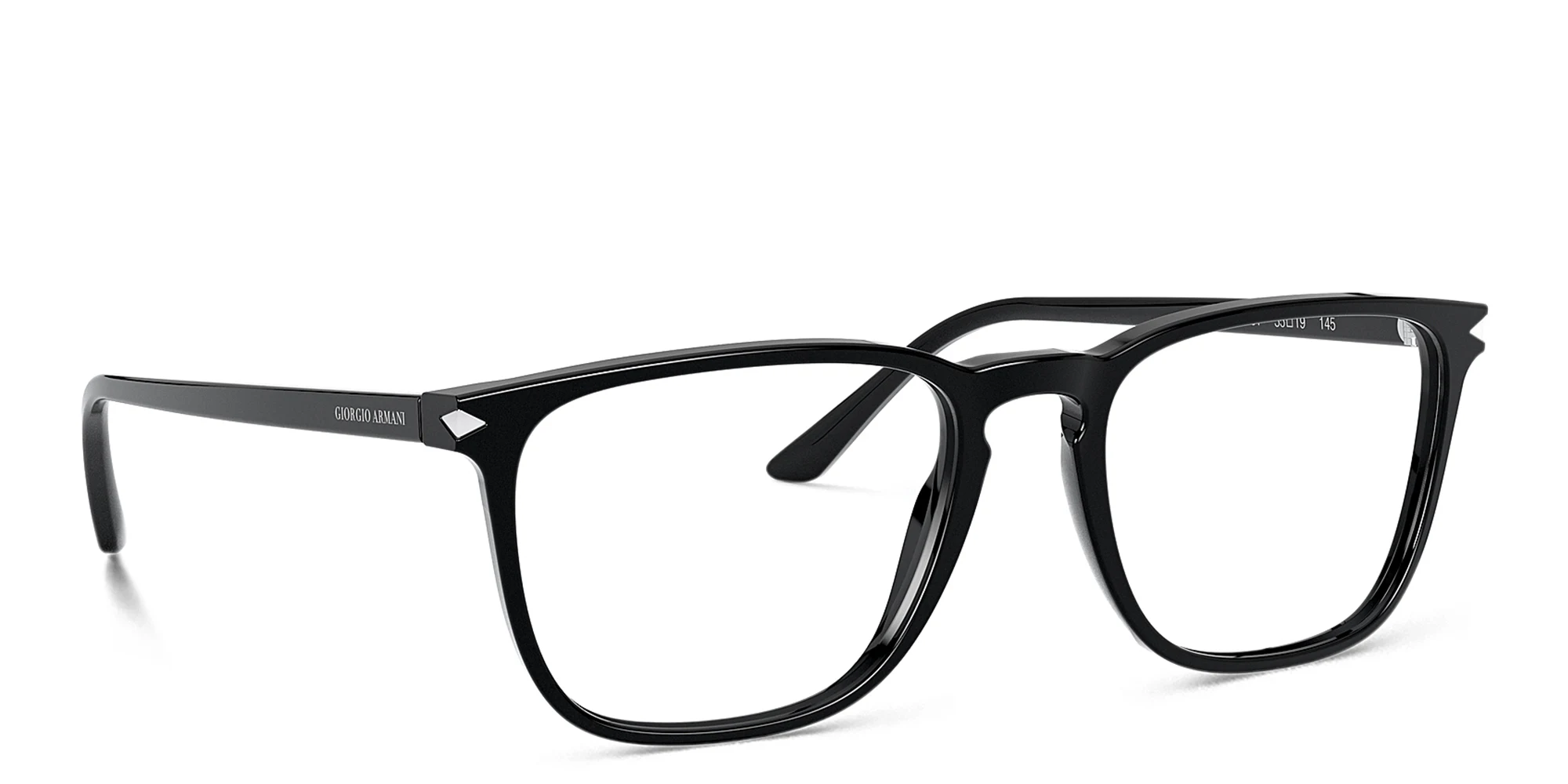 Shop GIORGIO ARMANI Wide Square Eyeglasses in Black online.