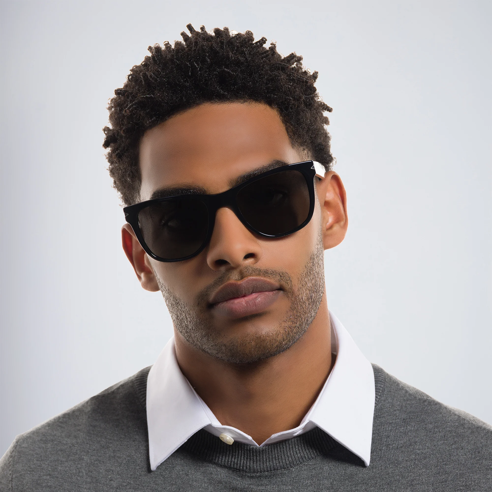 Shop GIORGIO ARMANI Square Sunglasses in Black online.