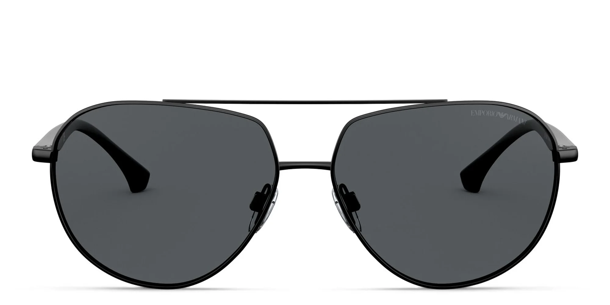 Shop Emporio Armani Wide Aviator Sunglasses in Matte Black online.