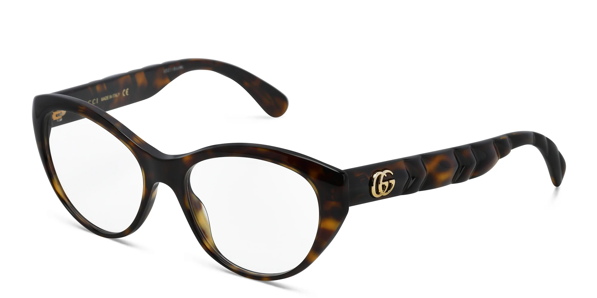 Shop GUCCI Wide Cat Eye Eyeglasses in Havana online.