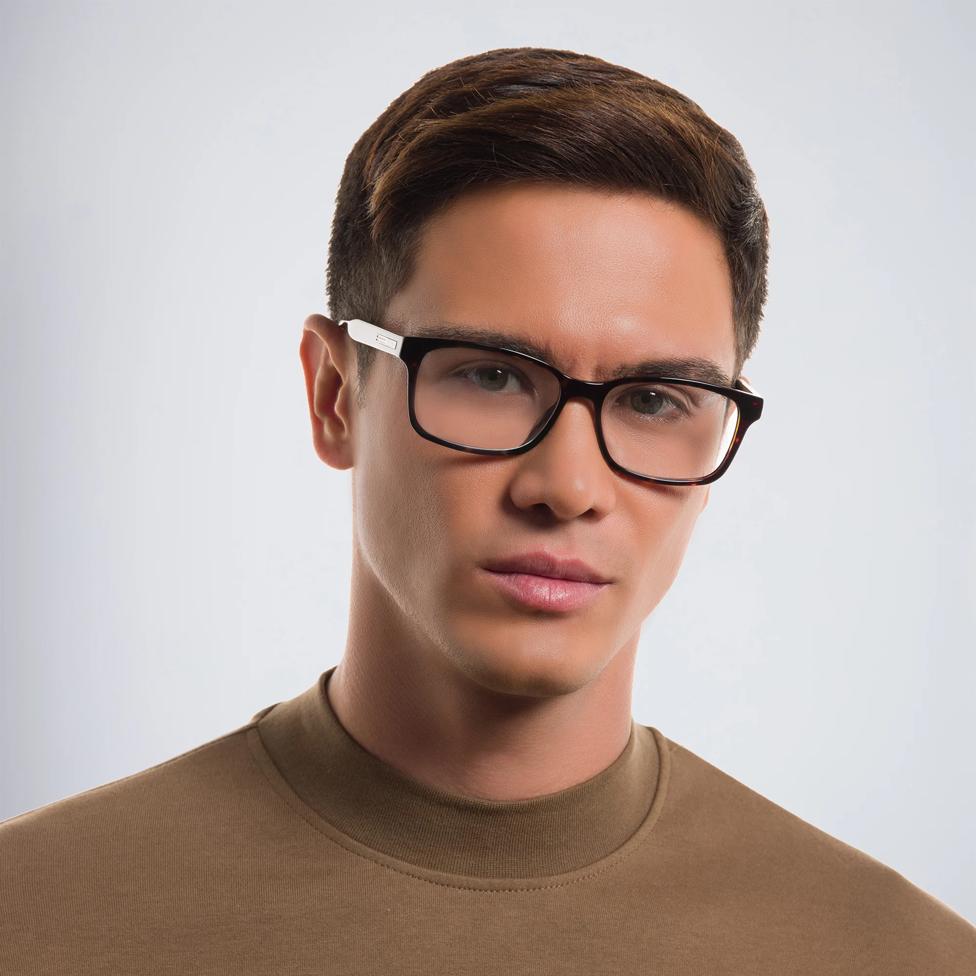 Shop GUCCI Wide Rectangle Eyeglasses in Havana online.