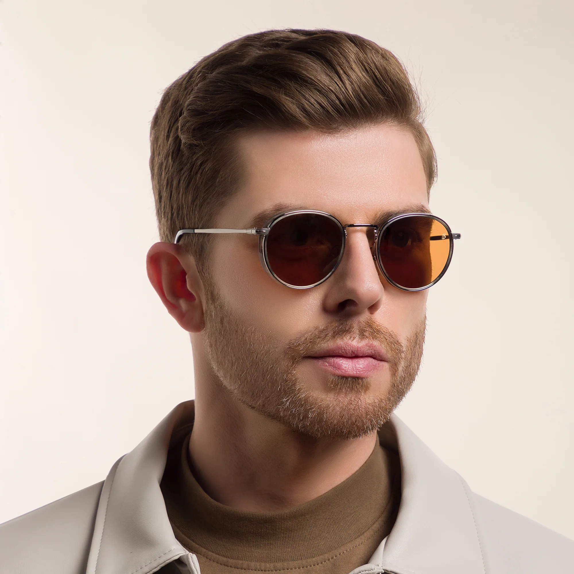 Shop DAVID BECKHAM Round Sunglasses in Ruthenium Grey Horn online.