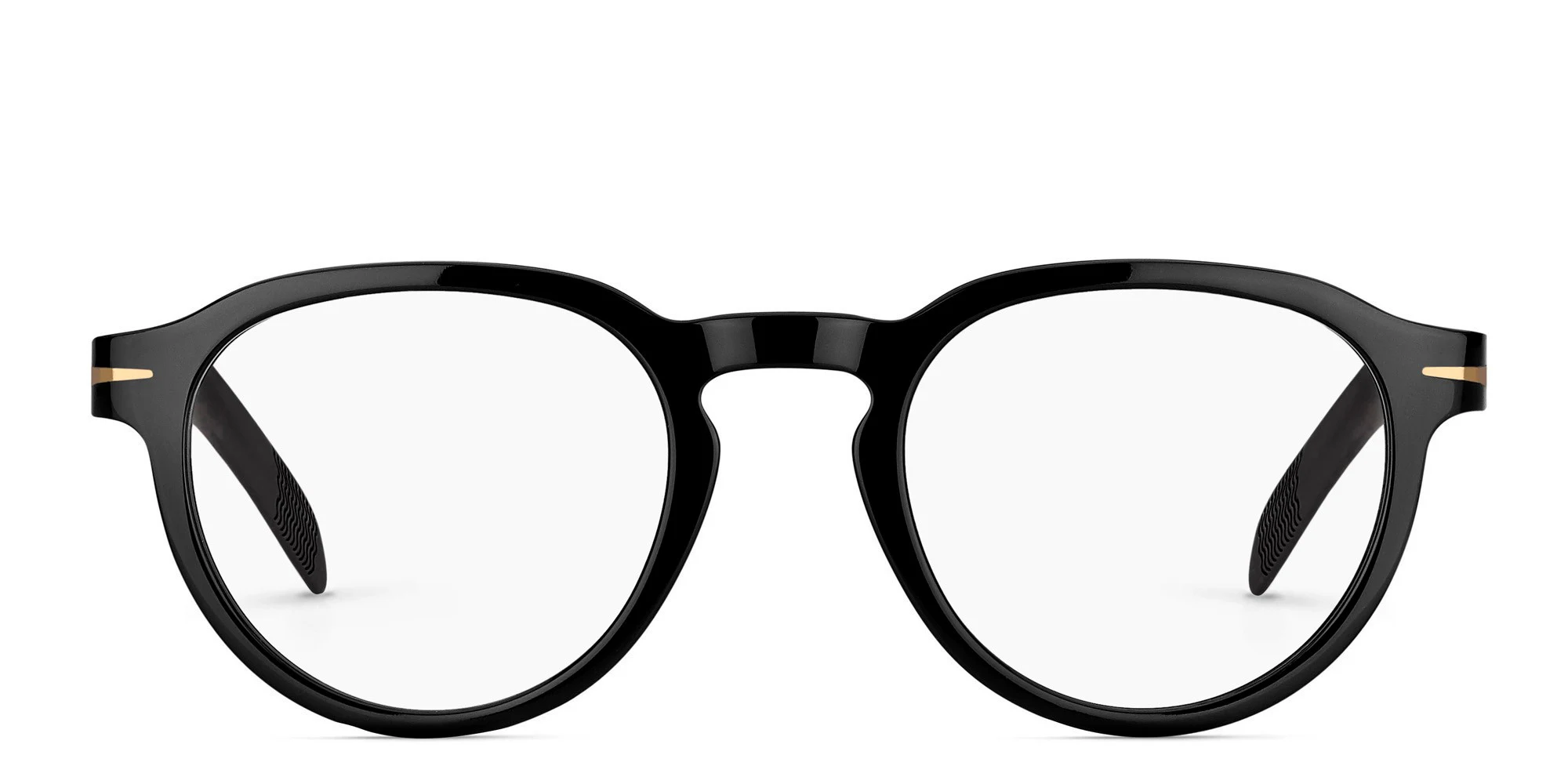 Shop DAVID BECKHAM Round Eyeglasses in Black online.
