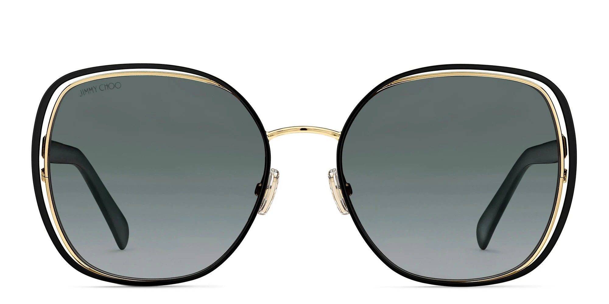 Shop JIMMY CHOO Dodie/S Wide Round Sunglasses in Black Gold online.