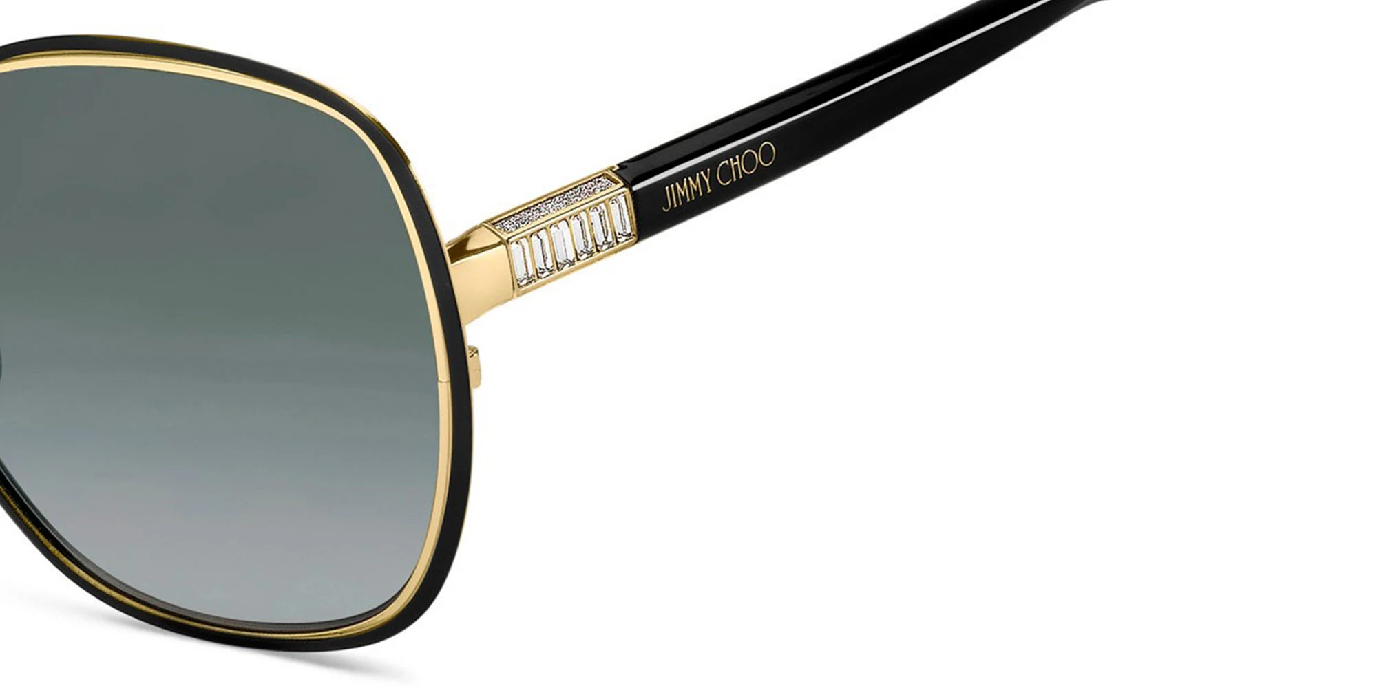 Shop JIMMY CHOO Dodie/S Wide Round Sunglasses in Black Gold online.
