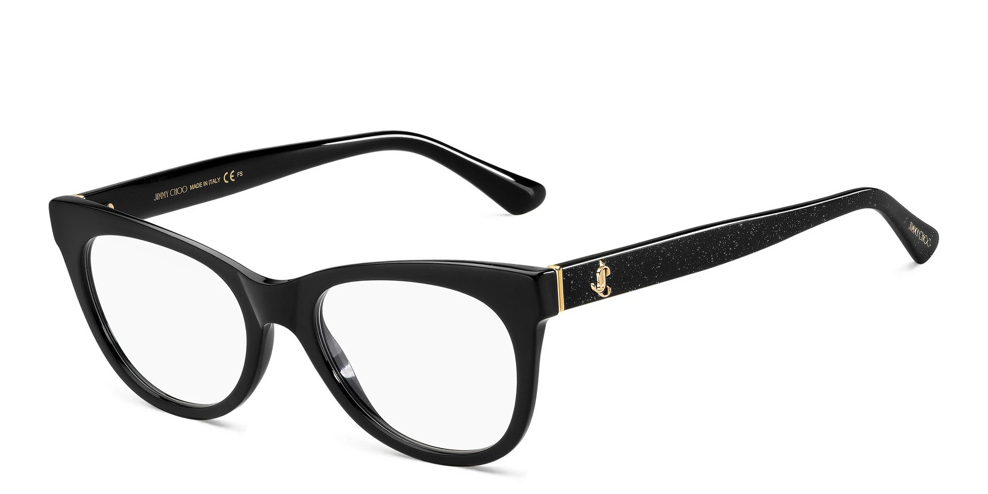 Shop JIMMY CHOO Cat Eye Eyeglasses in Black Glitter online.