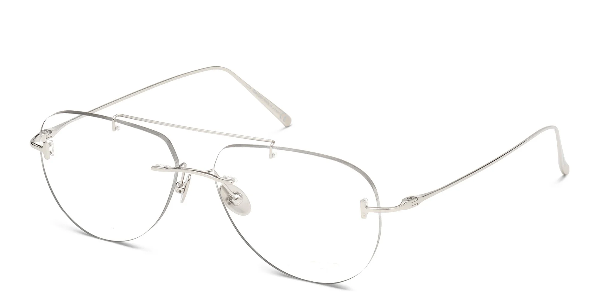 Shop TOM FORD Rimless Wide Aviator Eyeglasses in Silver online.