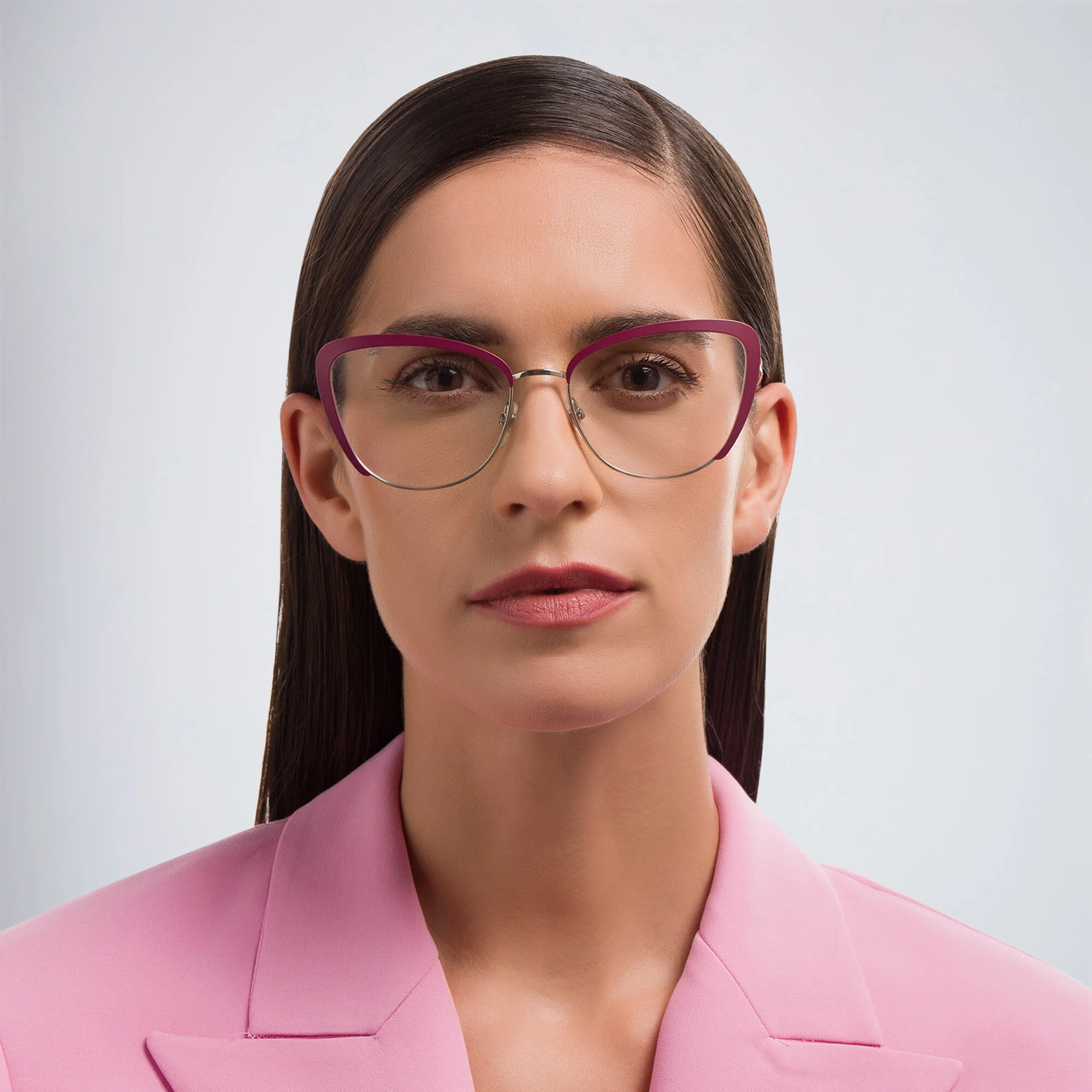 Shop EYE'M Wide Cat Eye Eyeglasses in Red online.