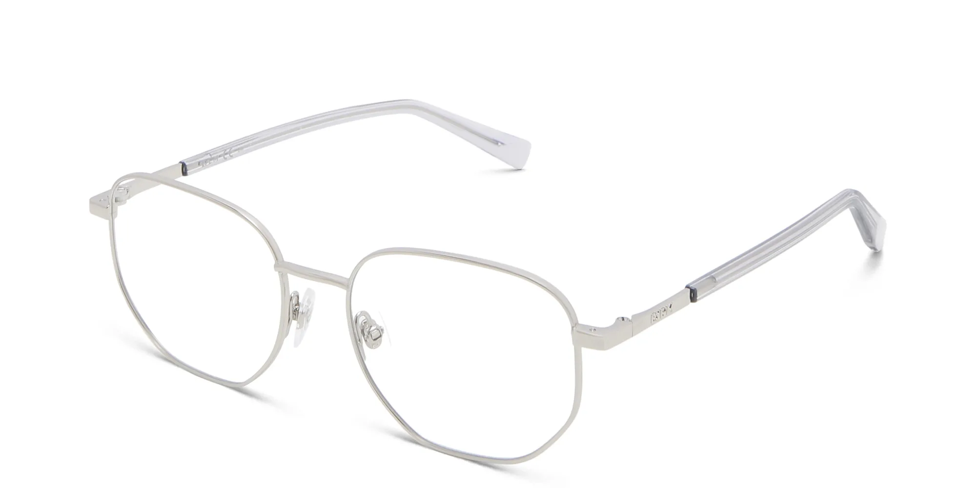 Shop EYE'M Irregular Eyeglasses in Silver online.
