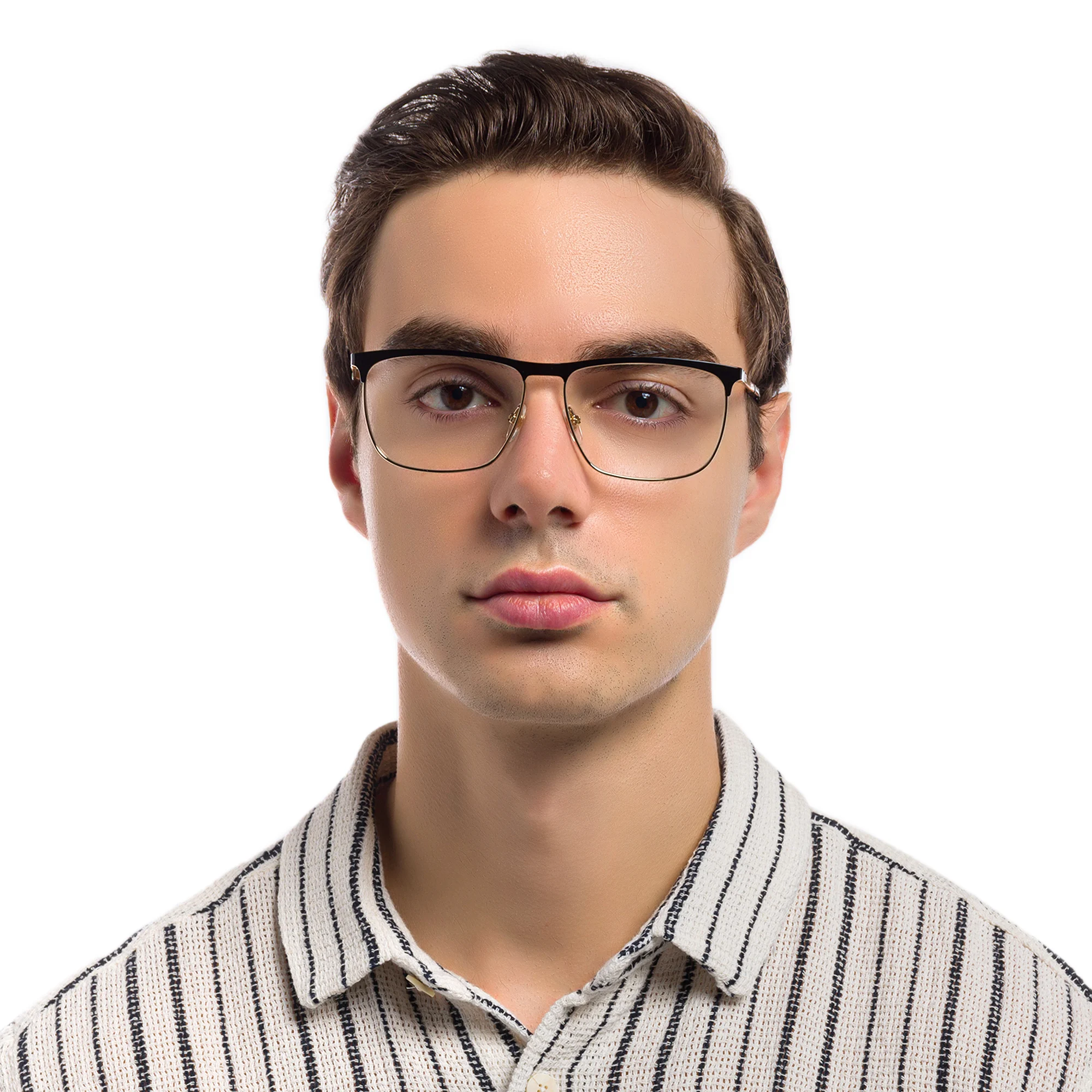 Shop EYE'M Wide Rectangle Eyeglasses in Black online.