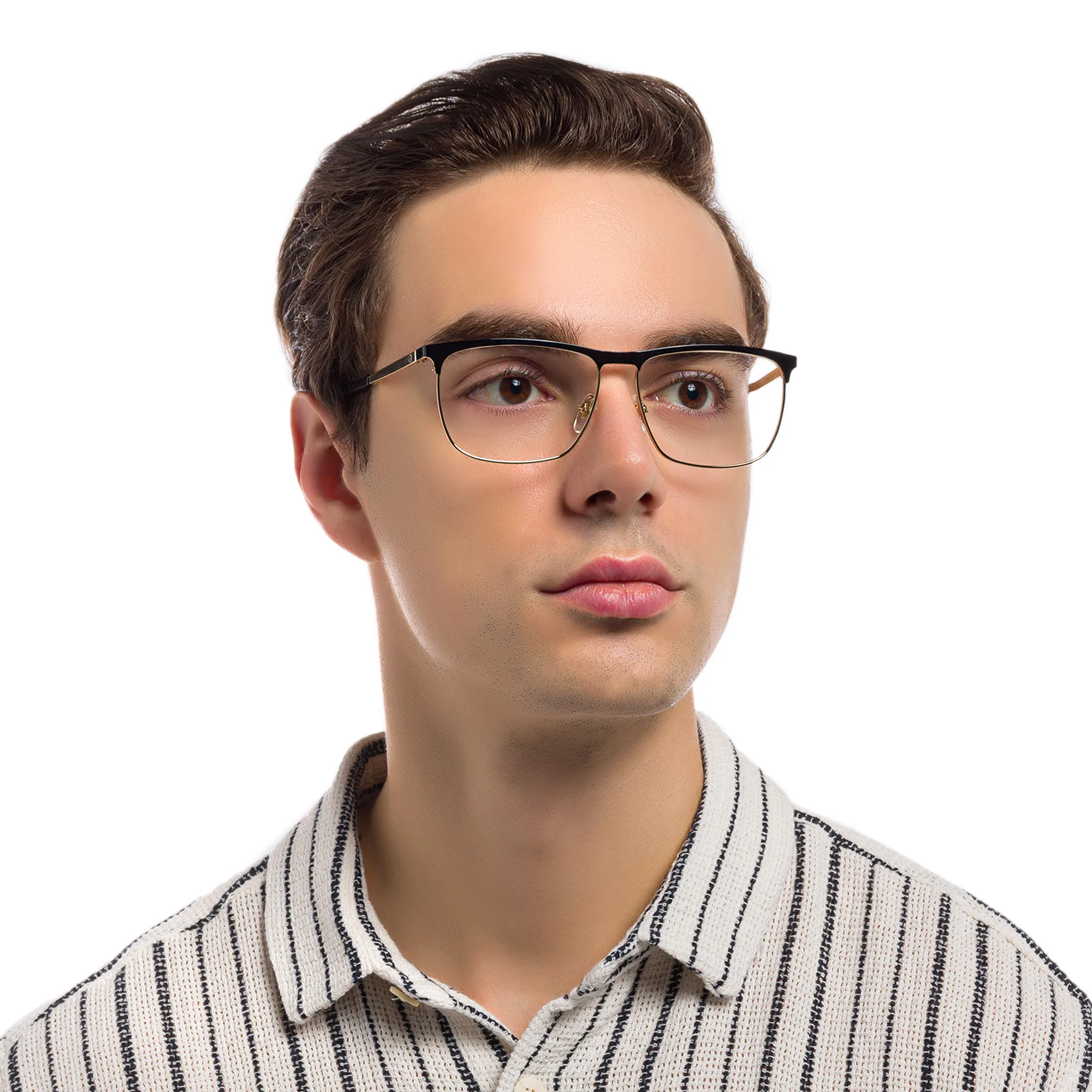 Shop EYE'M Wide Rectangle Eyeglasses in Black online.