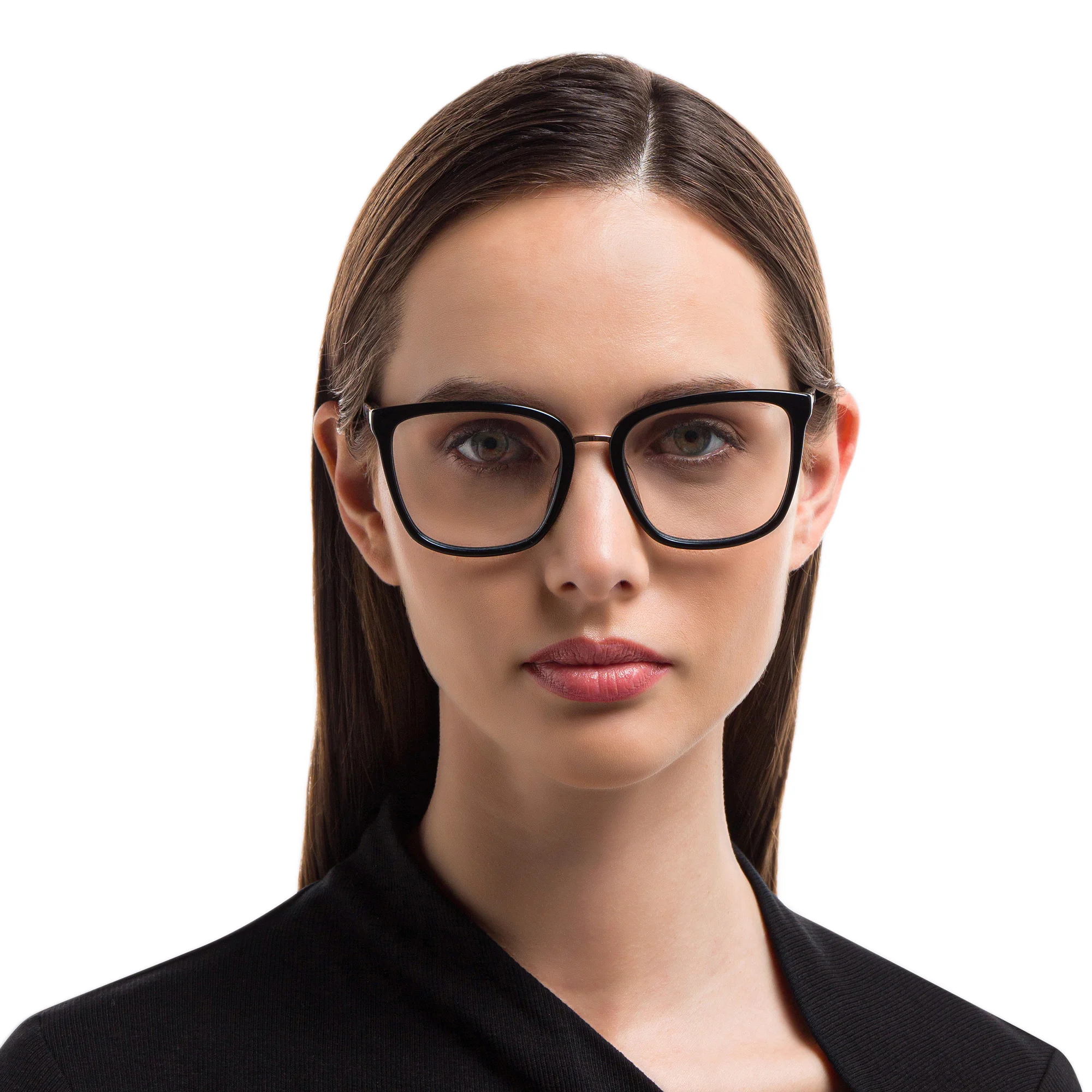 Shop EYE'M Square Eyeglasses in Black online.