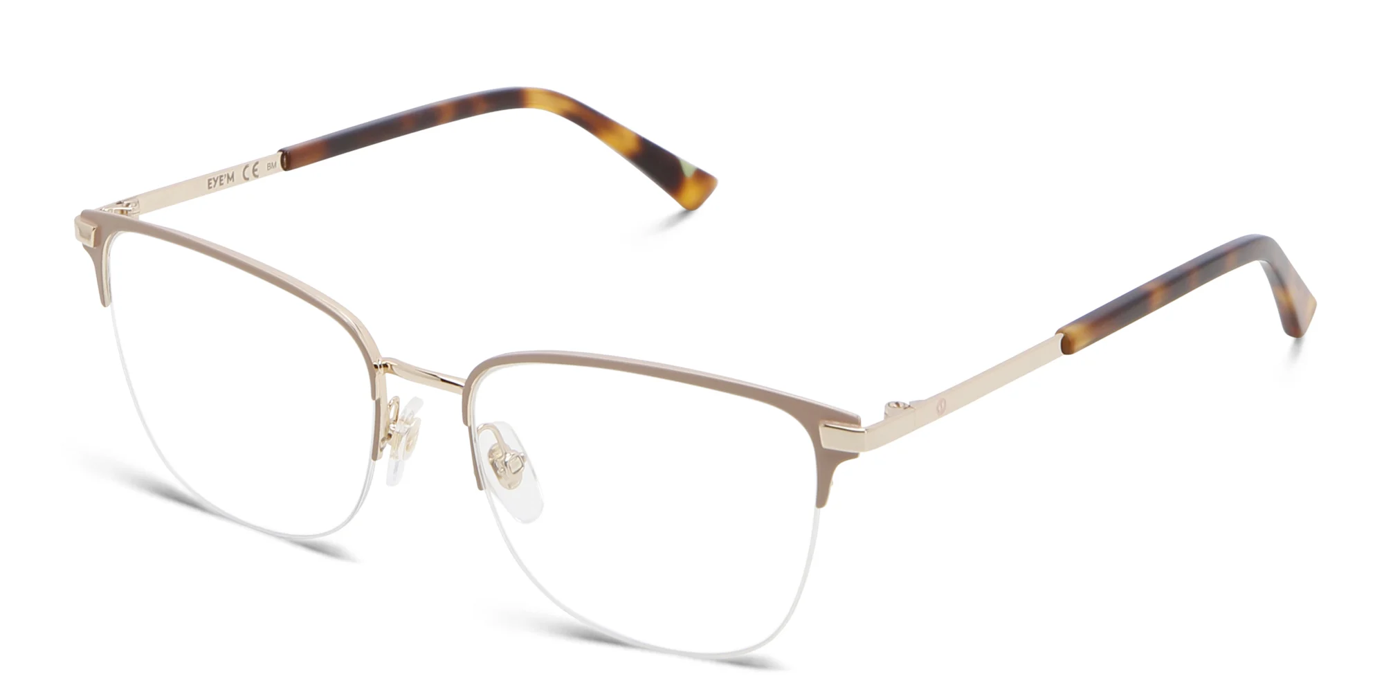 Shop EYE'M Half Rim Cat Eye Eyeglasses in Nude online.