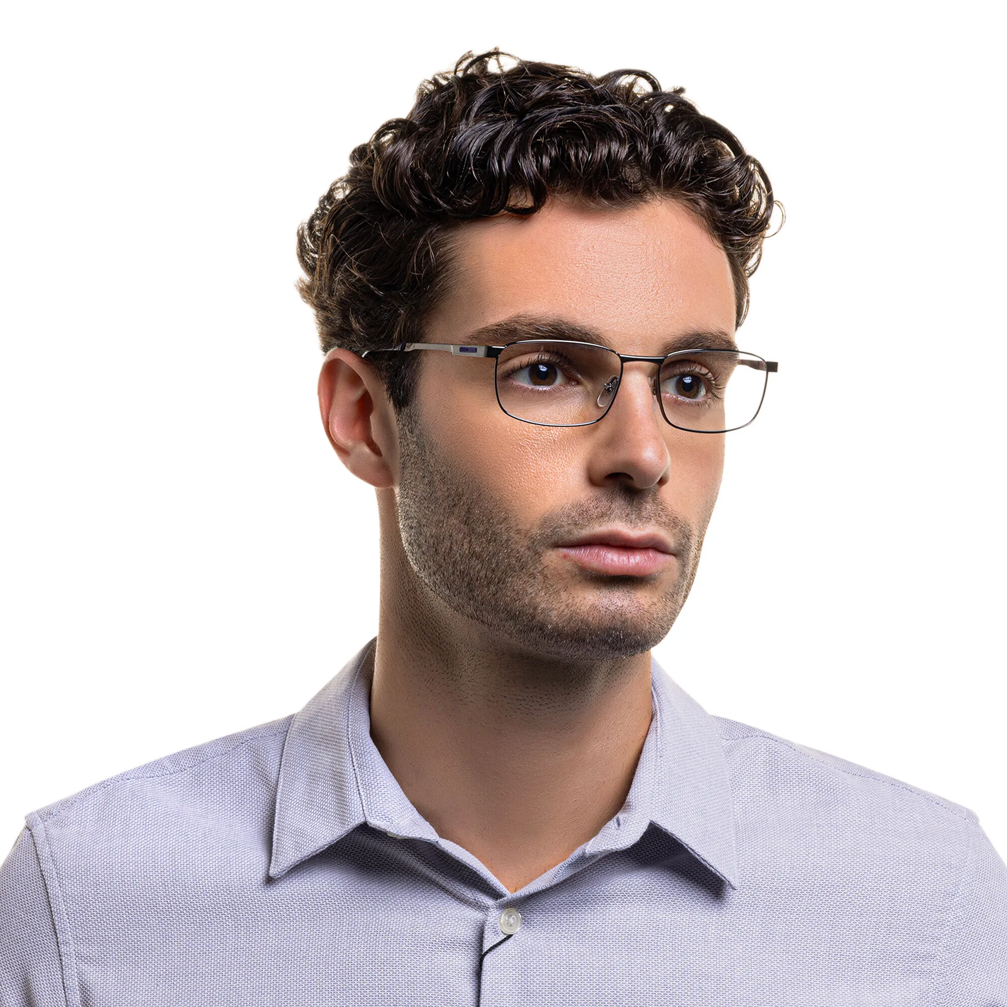 Shop EYE'M Rectangle Eyeglasses in Gunmetal online.