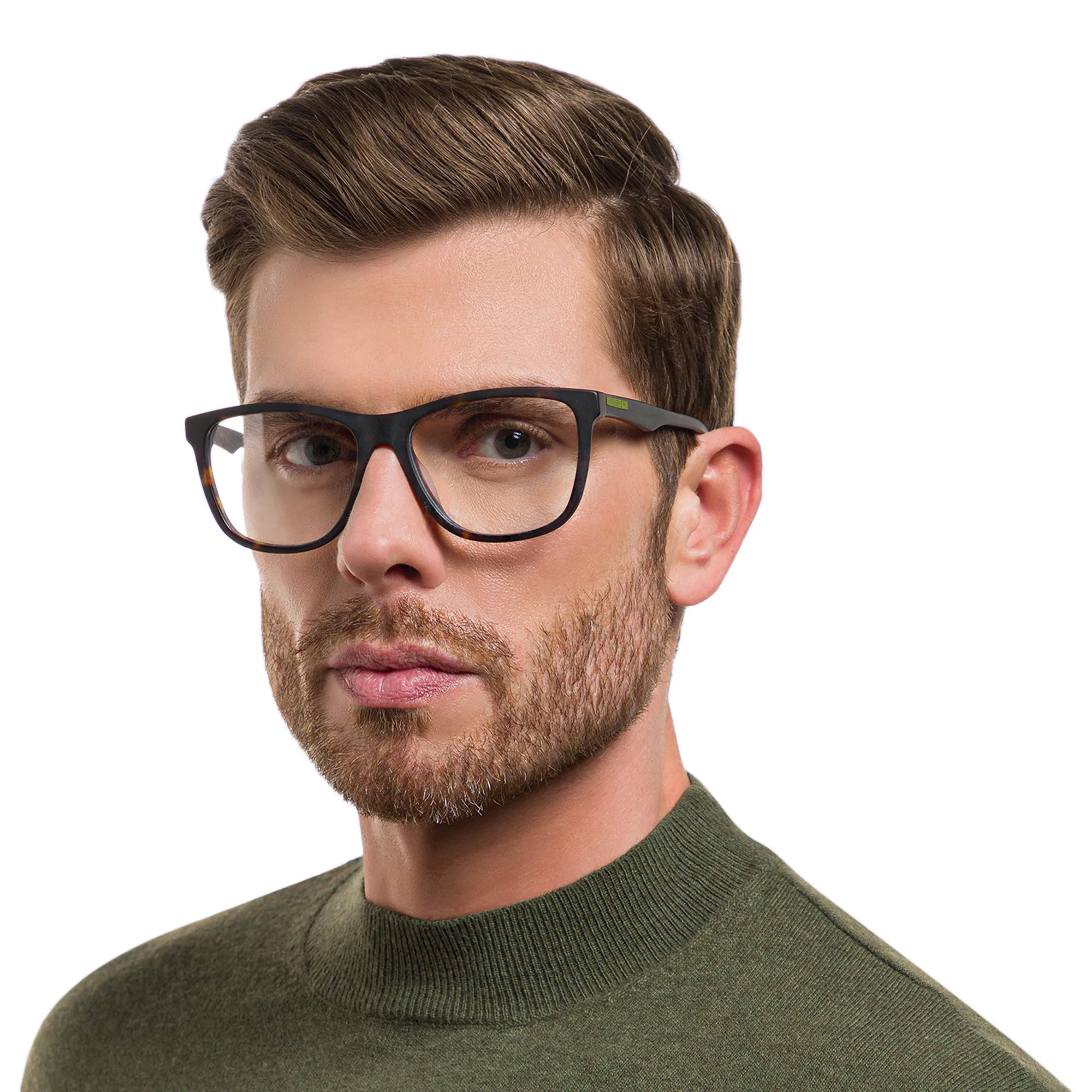 Shop EYE'M Wide Square Eyeglasses in Havana online.