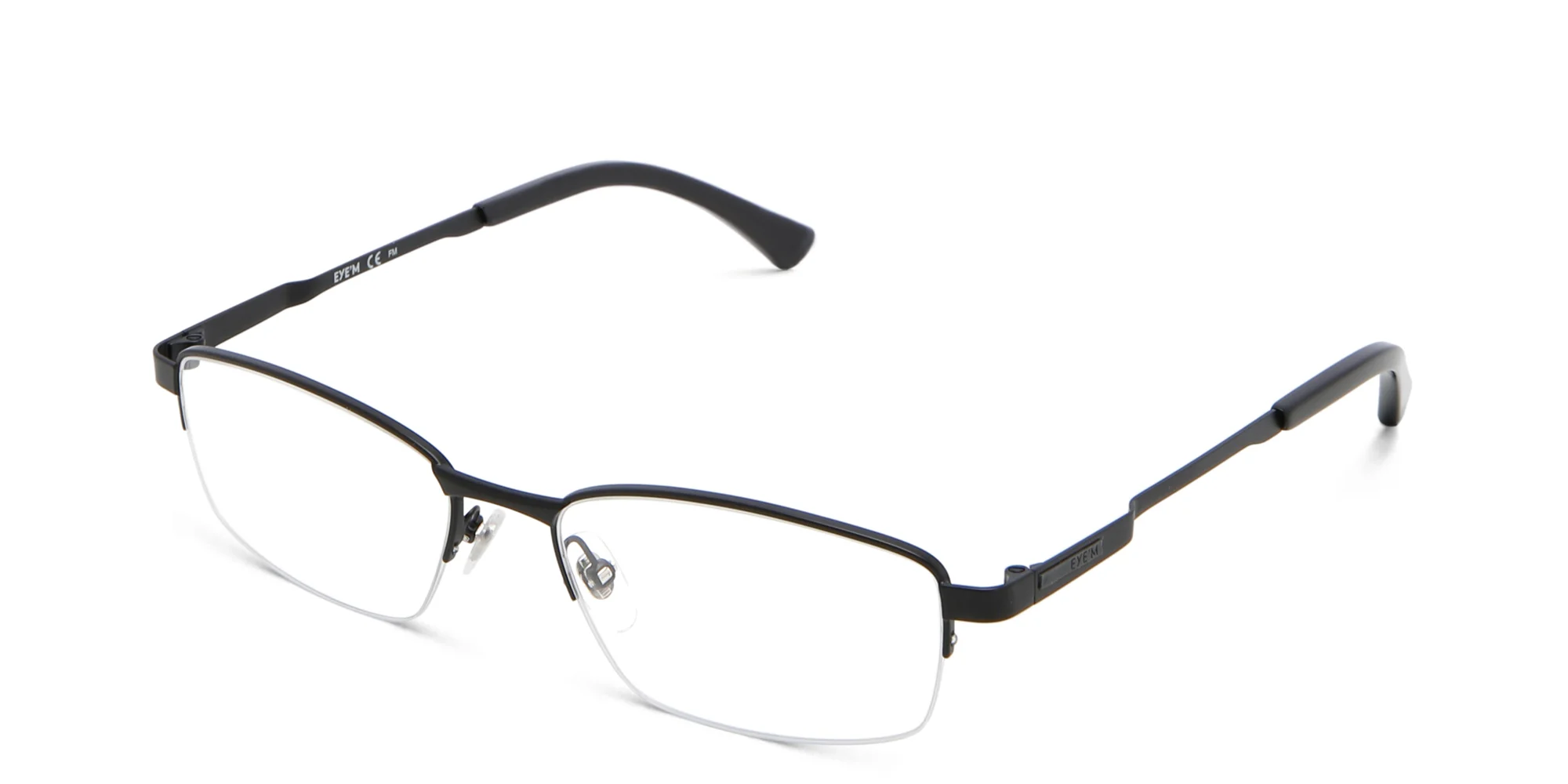 Shop EYE'M Half Rim Rectangle Eyeglasses in Black online.