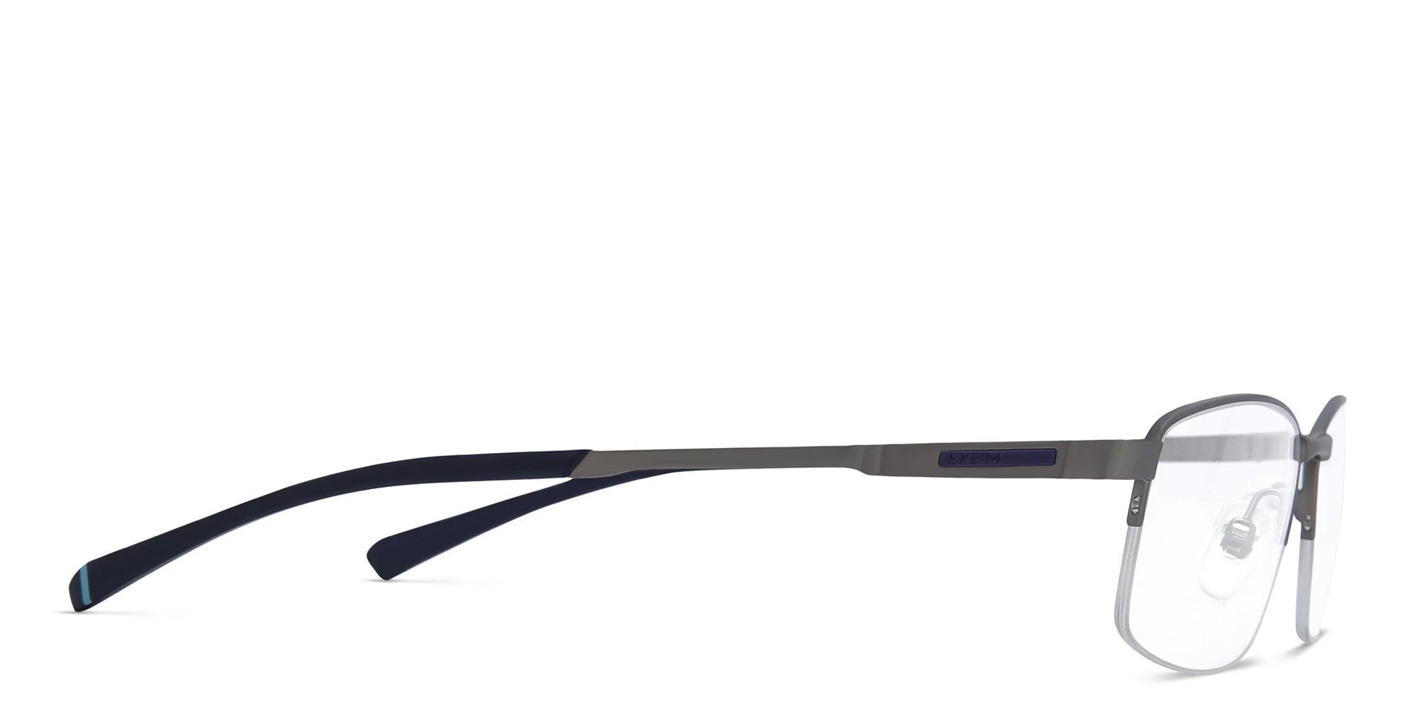 Shop EYE'M Half Rim Rectangle Eyeglasses in Gunmetal online.