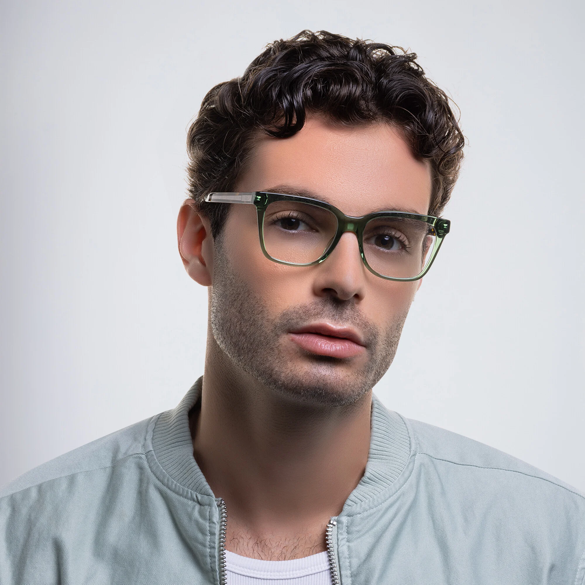 Shop EYE'M Square Eyeglasses in Green online.