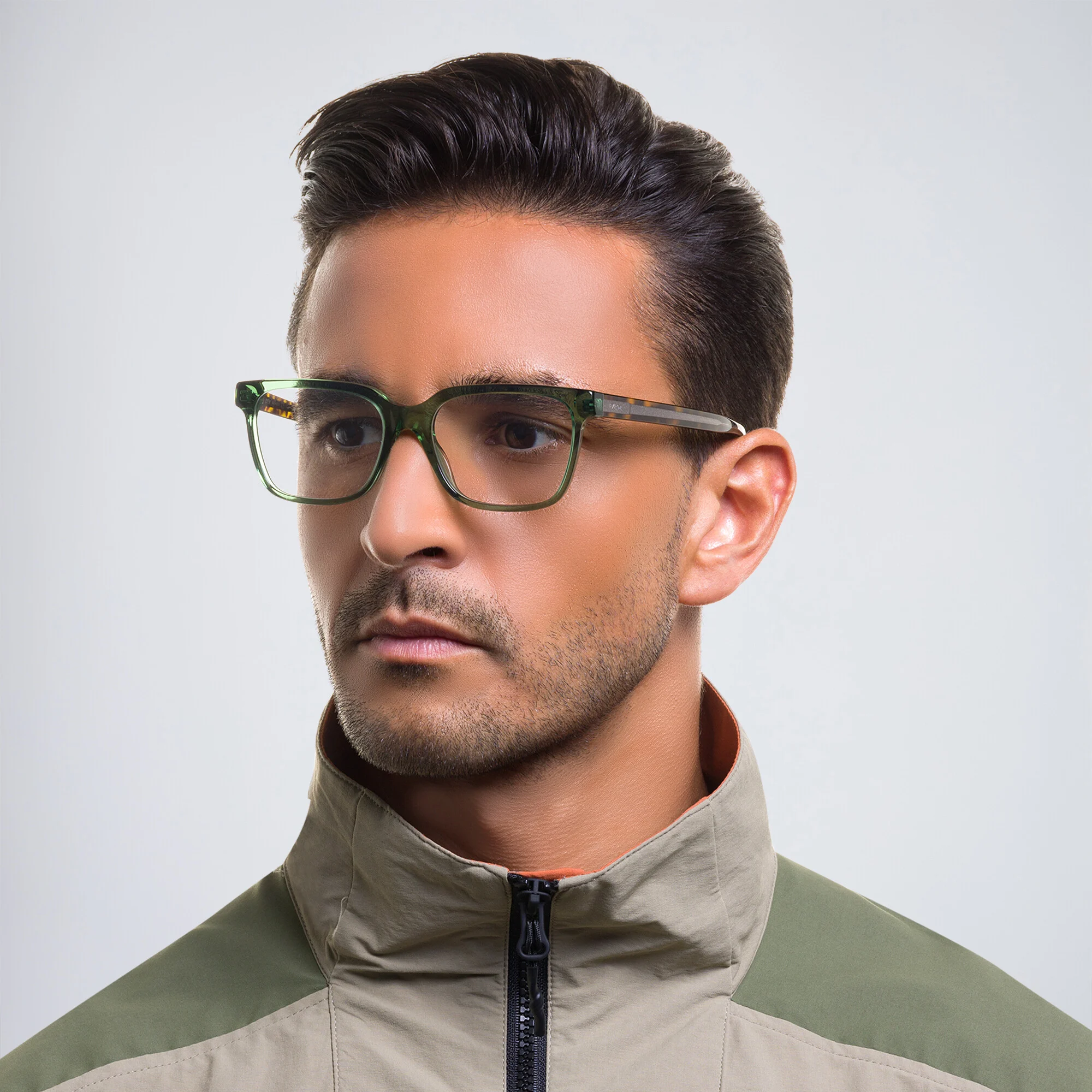 Shop EYE'M Rectangle Eyeglasses in Green online.