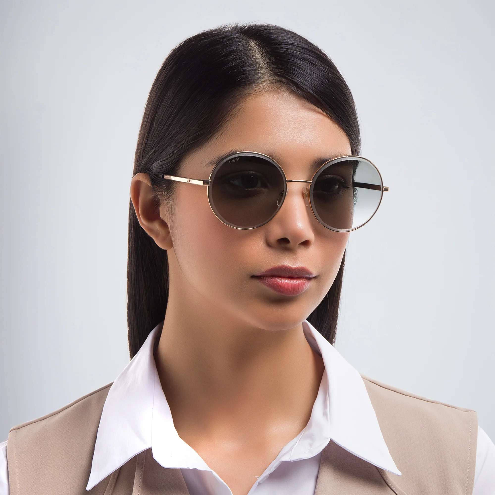 تسوق نظارة شمسية دائرية EYE'M بلون Gold أونلاين.