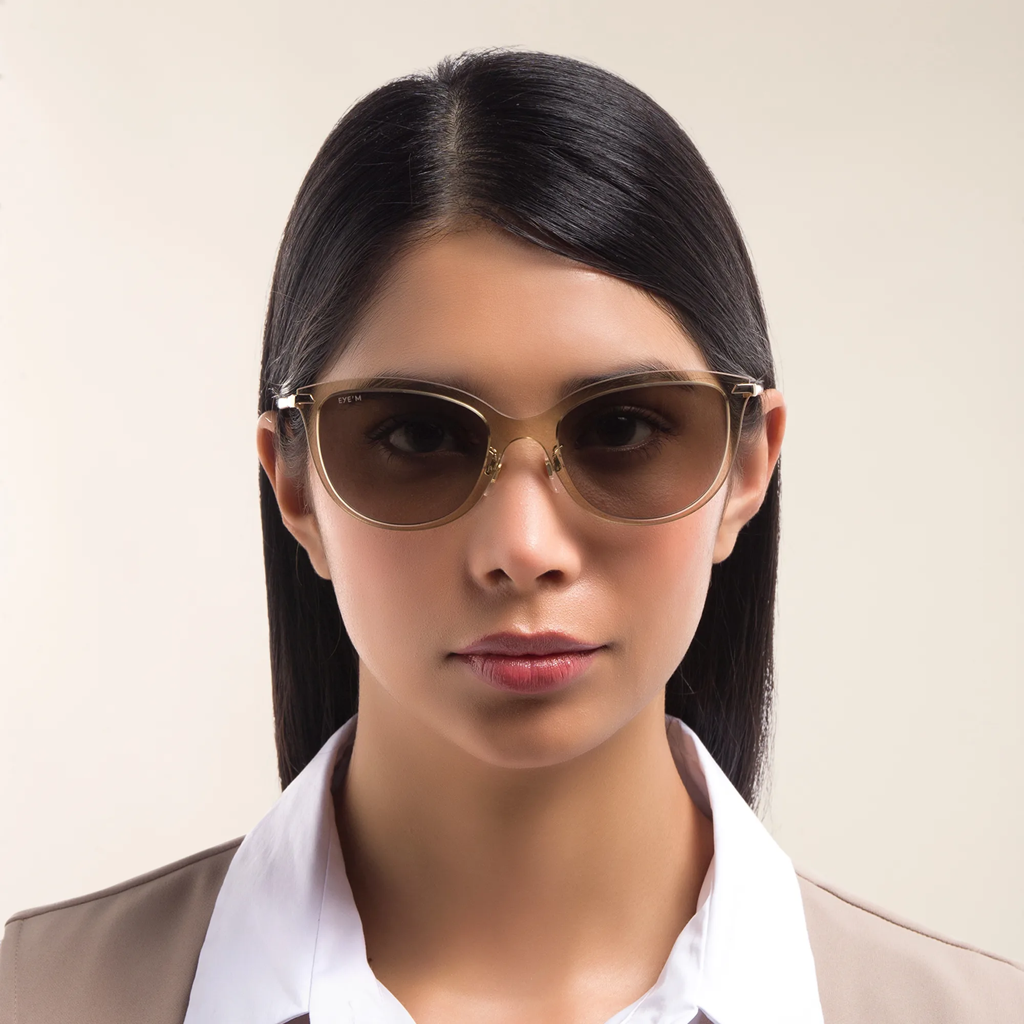 Shop EYE'M Cat Eye Sunglasses in Brown online.