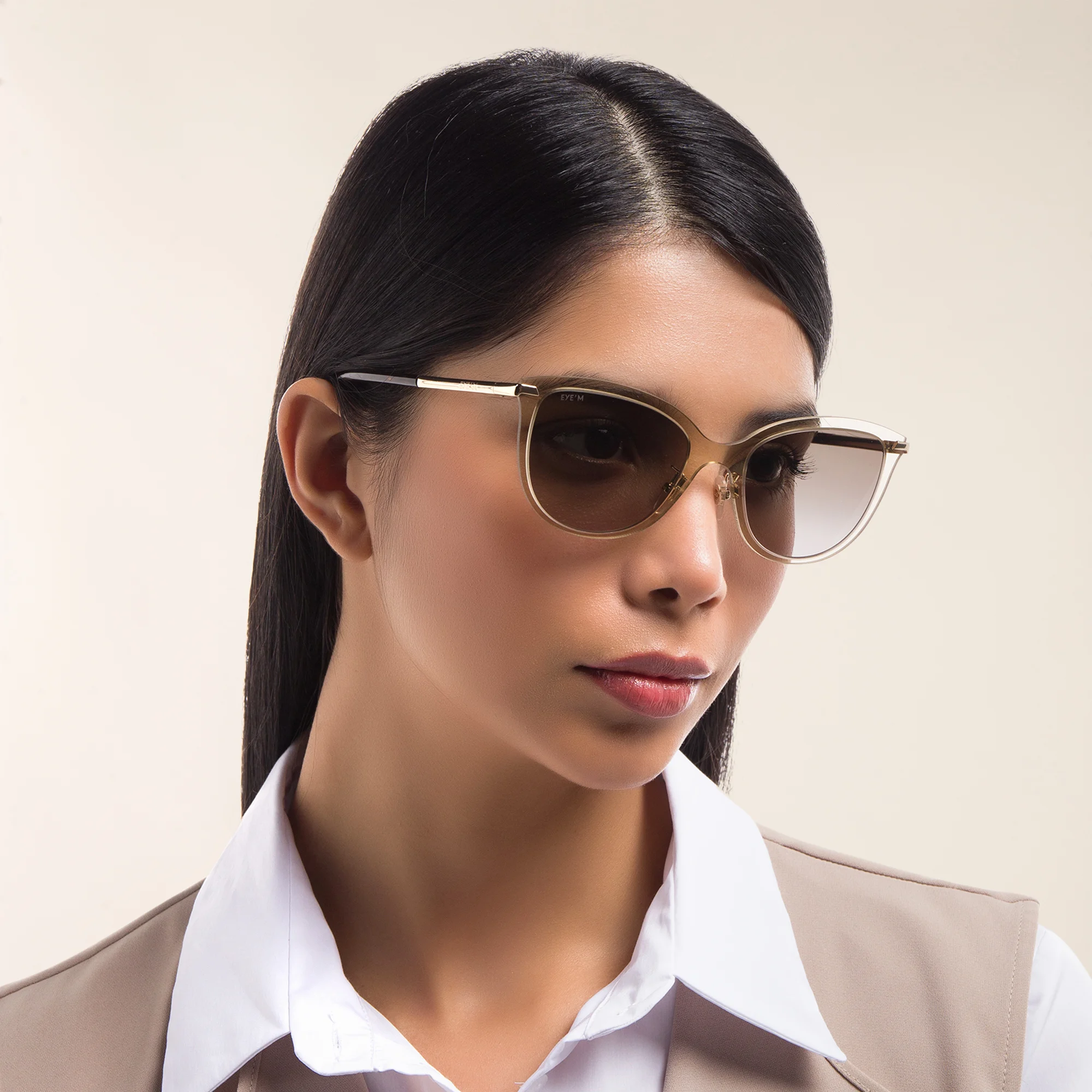 Shop EYE'M Cat Eye Sunglasses in Brown online.
