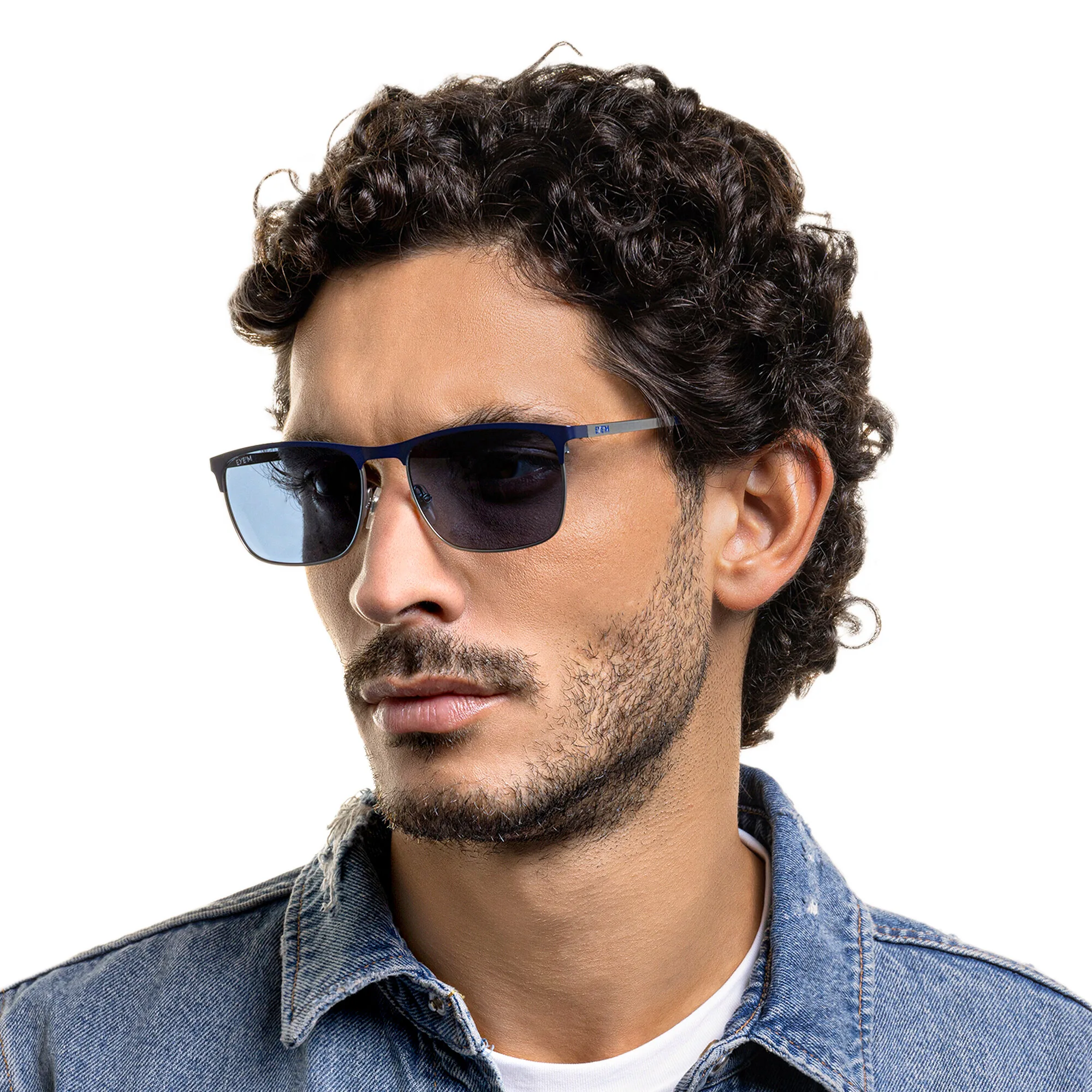 Shop EYE'M Rectangle Sunglasses in Blue online.