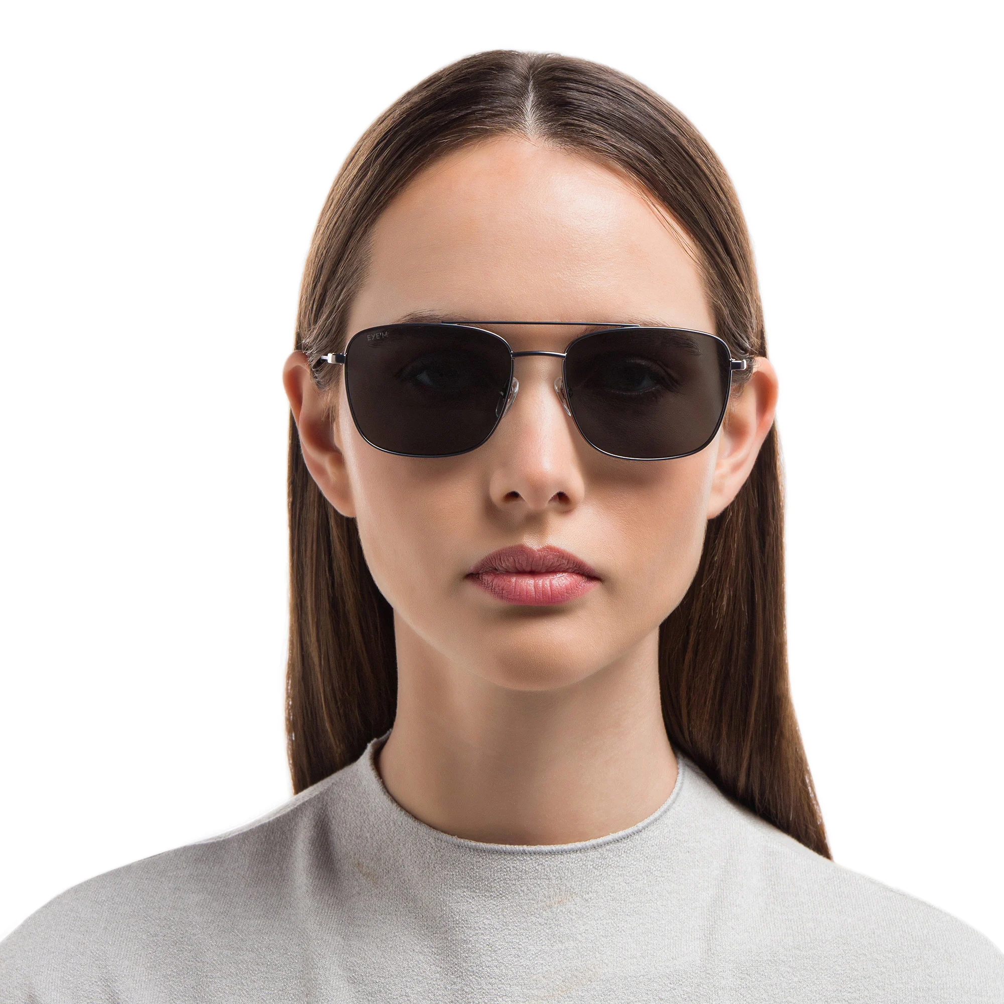 Shop EYE'M Unisex Square Sunglasses in Gunmetal online.