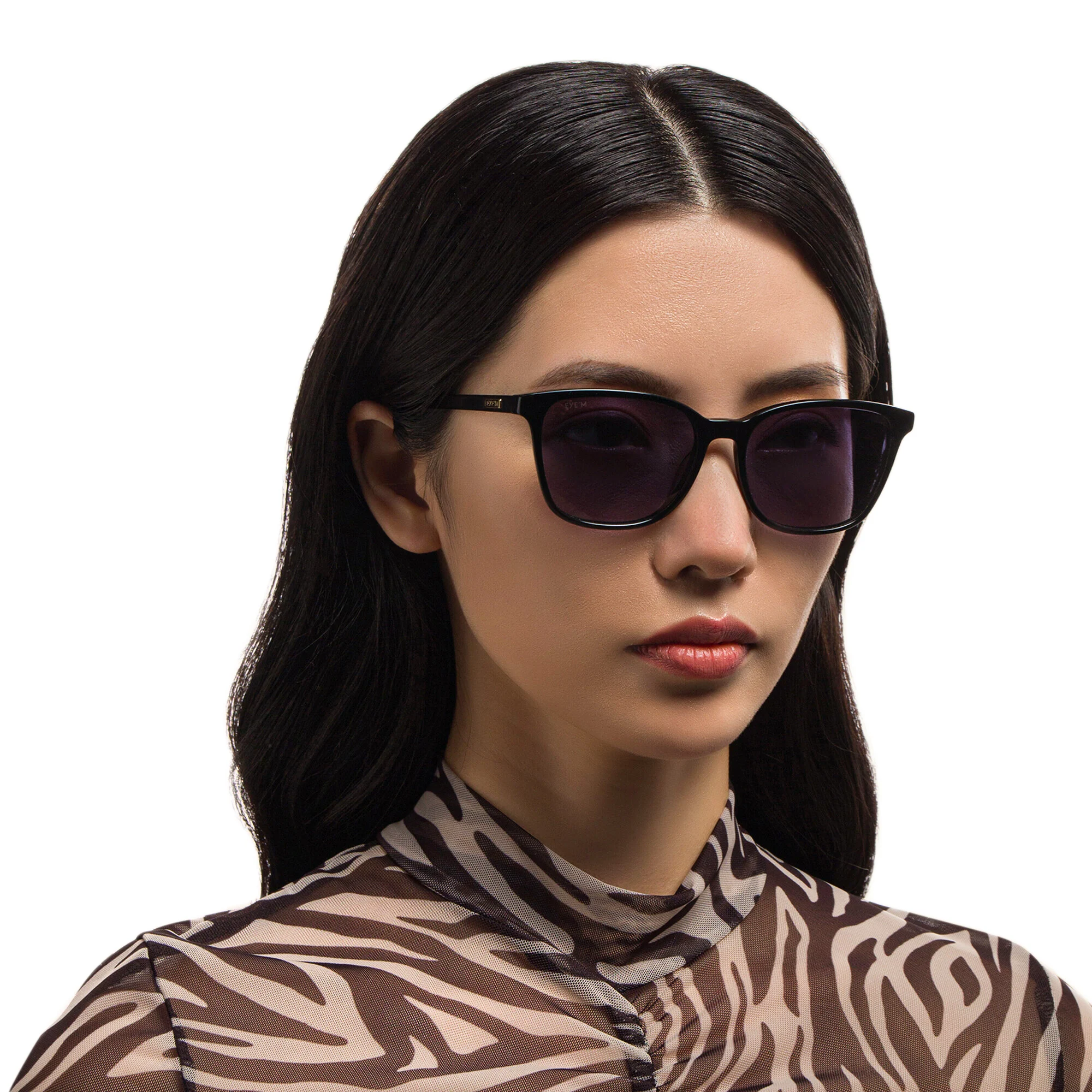 Shop EYE'M Square Sunglasses in Black online.