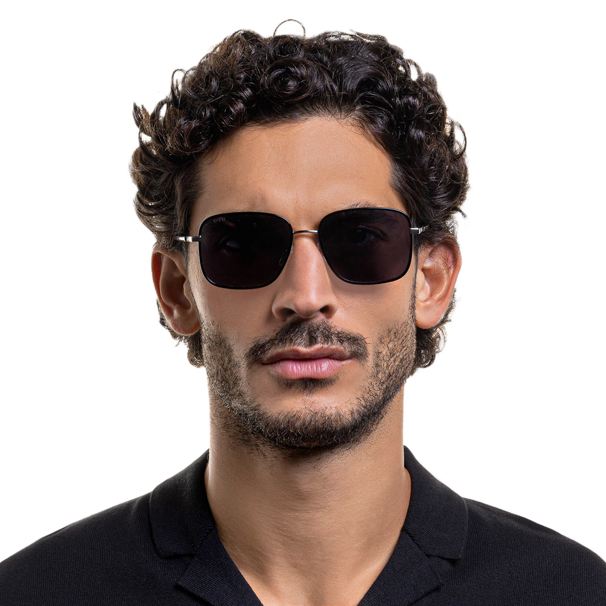 Shop EYE'M Square Sunglasses in Black online.