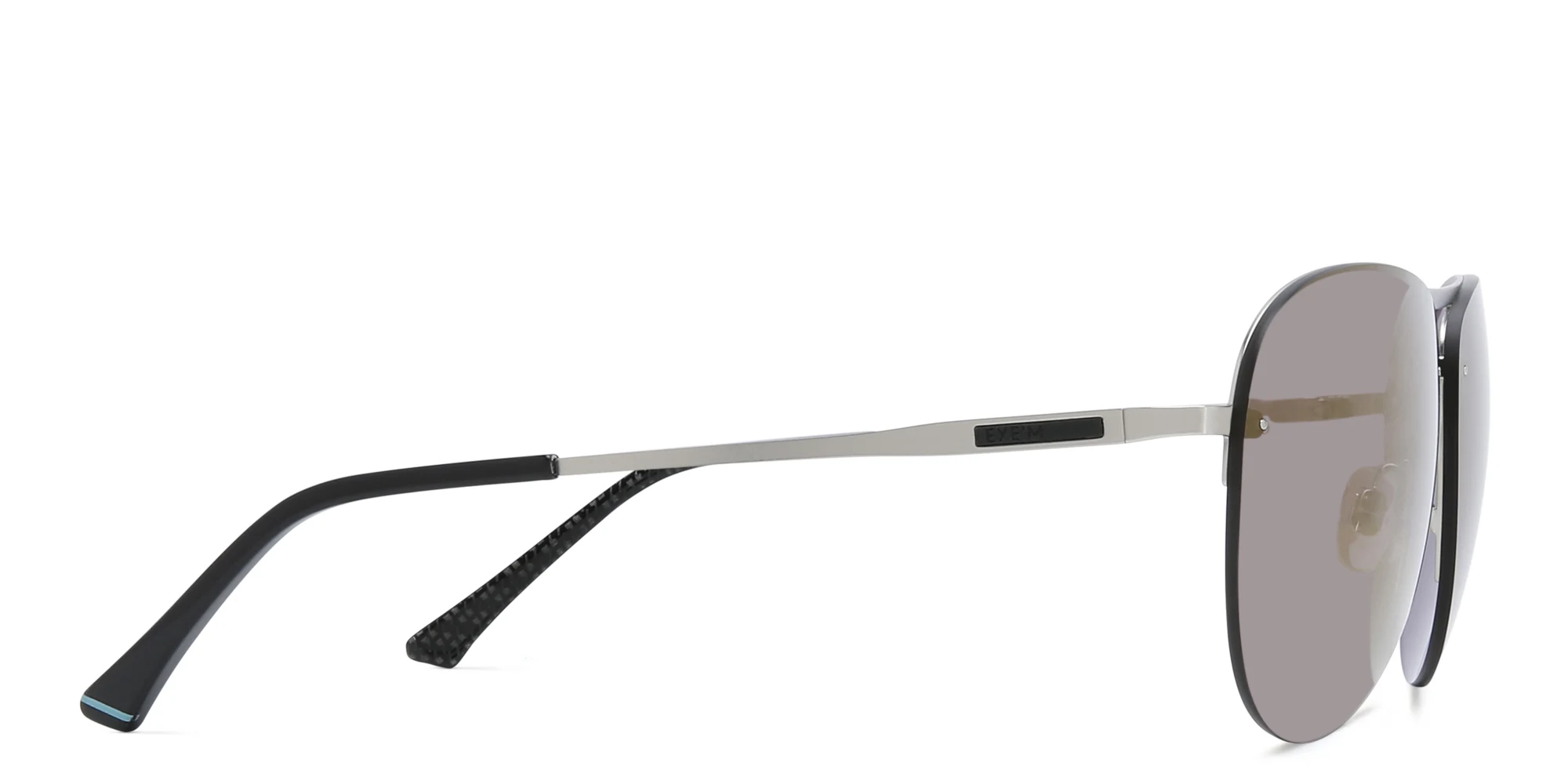 Shop EYE'M Half Rim Wide Aviator Sunglasses in Silver online.