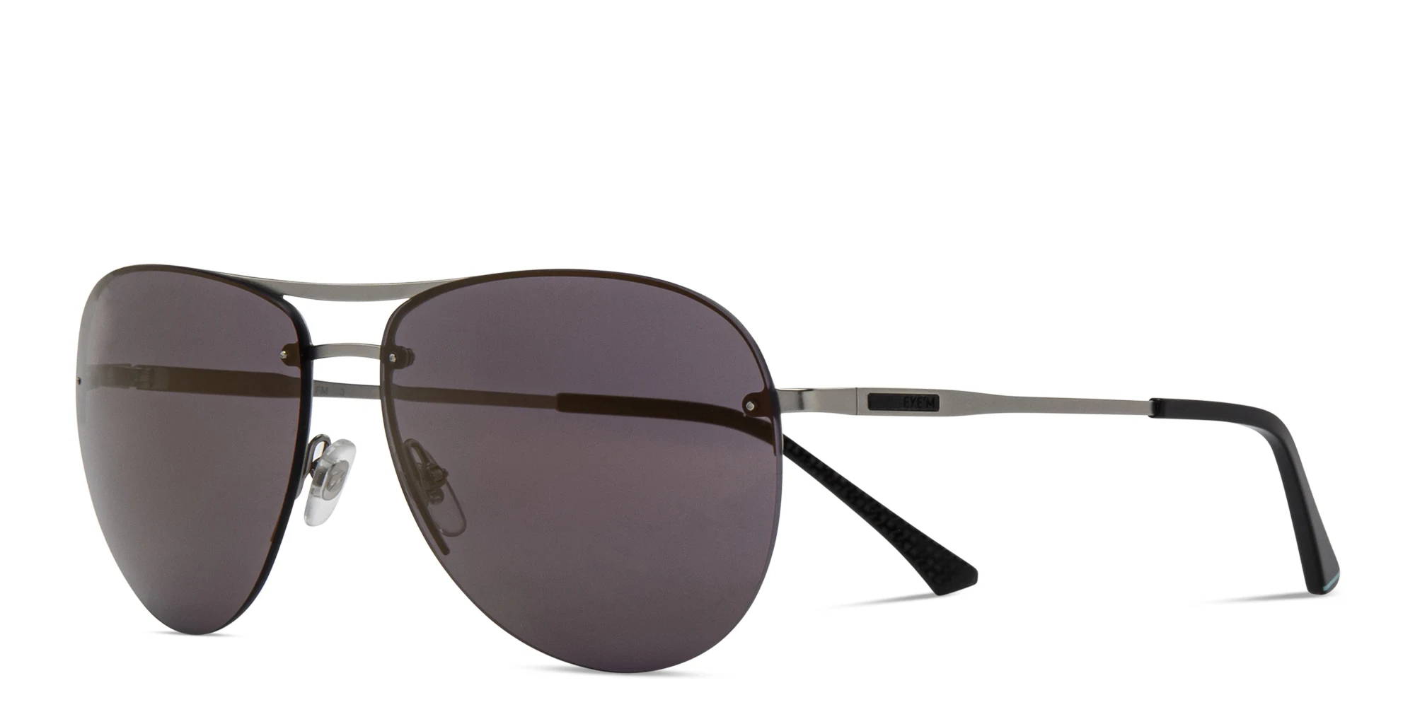 Shop EYE'M Half Rim Wide Aviator Sunglasses in Silver online.