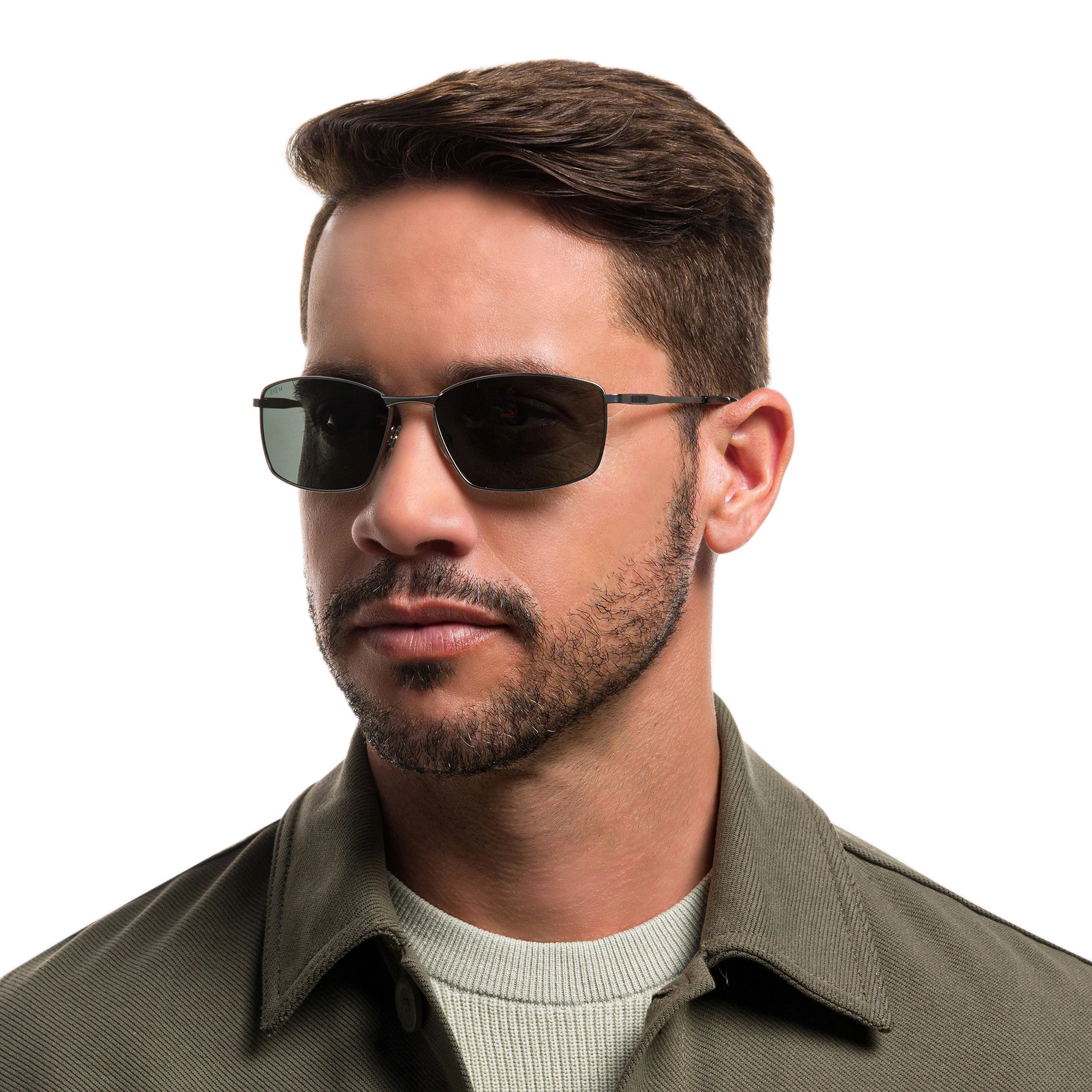Shop EYE'M Wide Rectangle Sunglasses in Silver online.